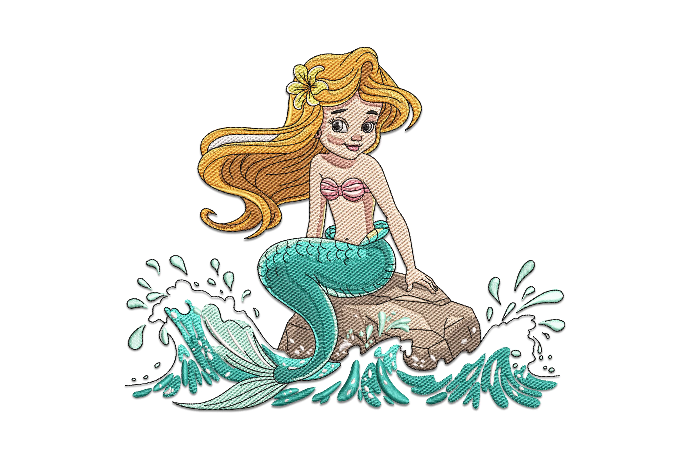Mermaid Sitting On A Rock Embroidery Design