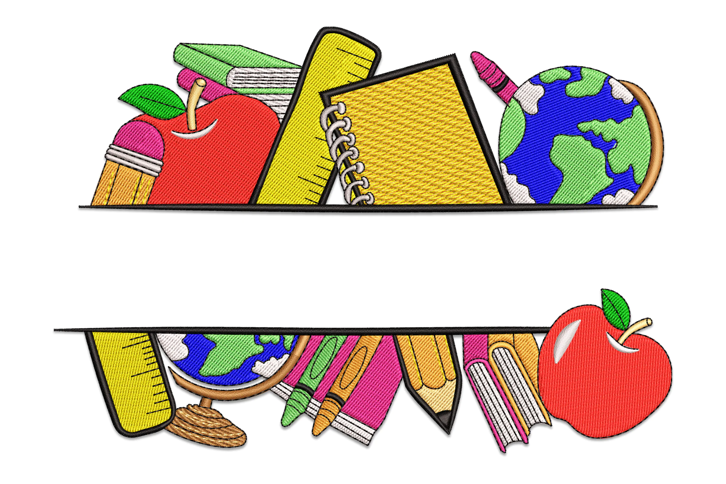 School Supplies Embroidery Design Pattern