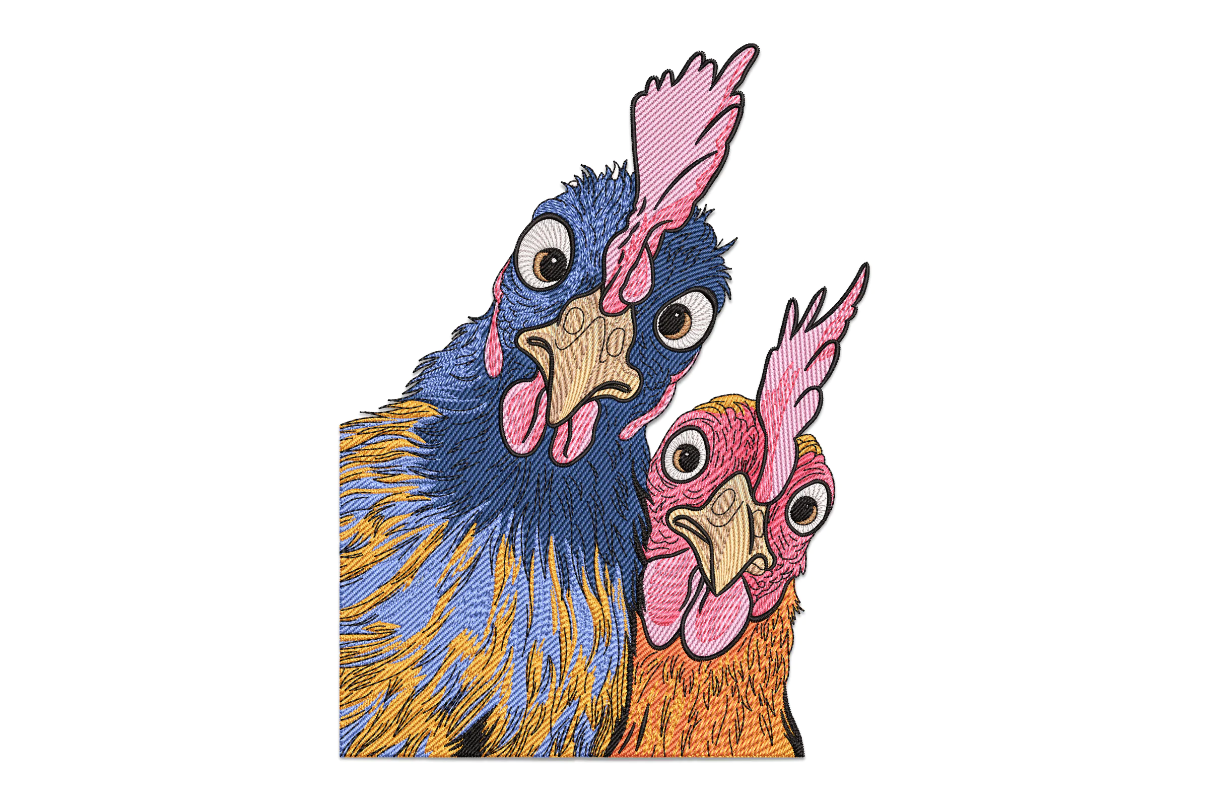 Funny Chicken Duo Embroidery Design