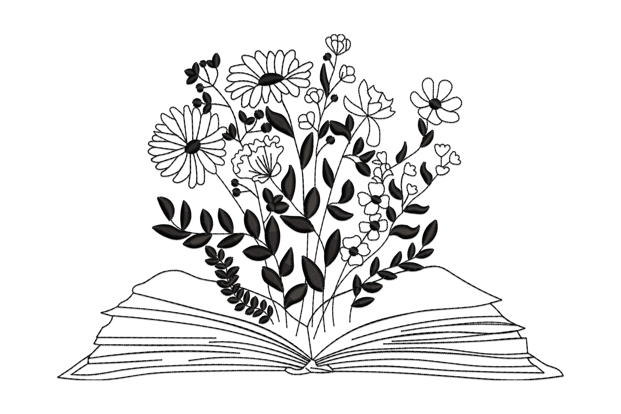 Floral Book Embroidery File