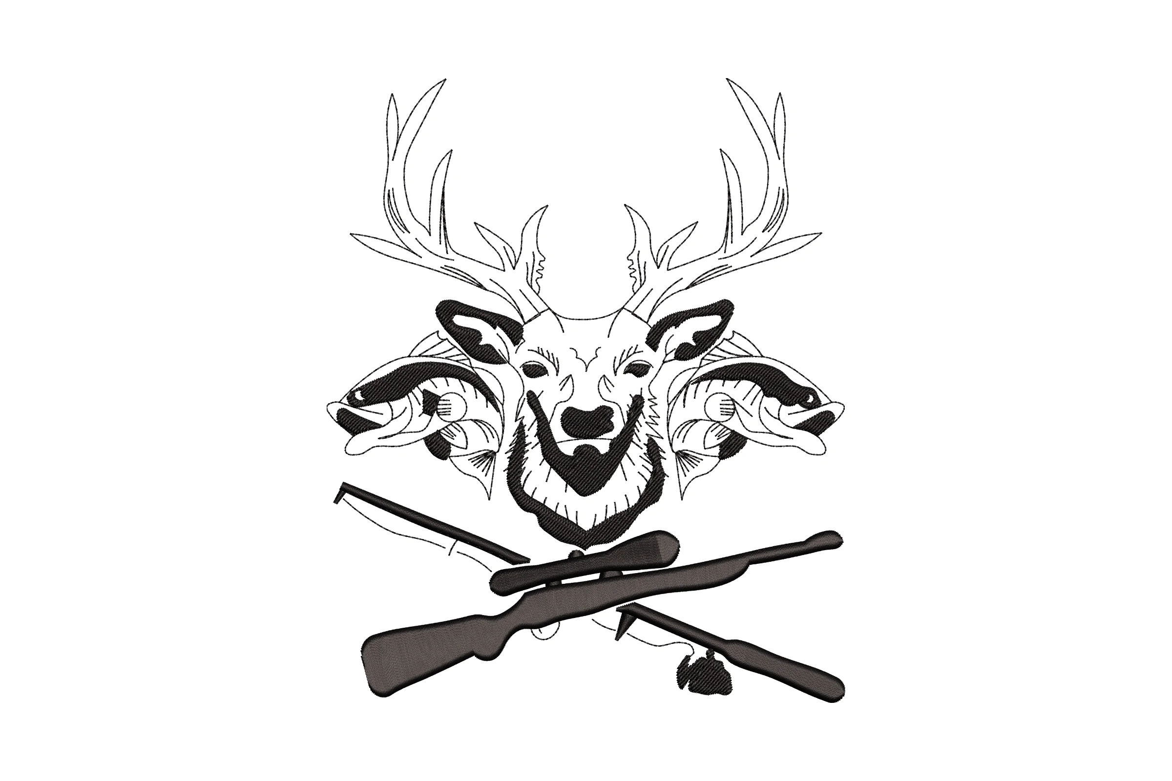 Hunting Fishing Embroidery Design
