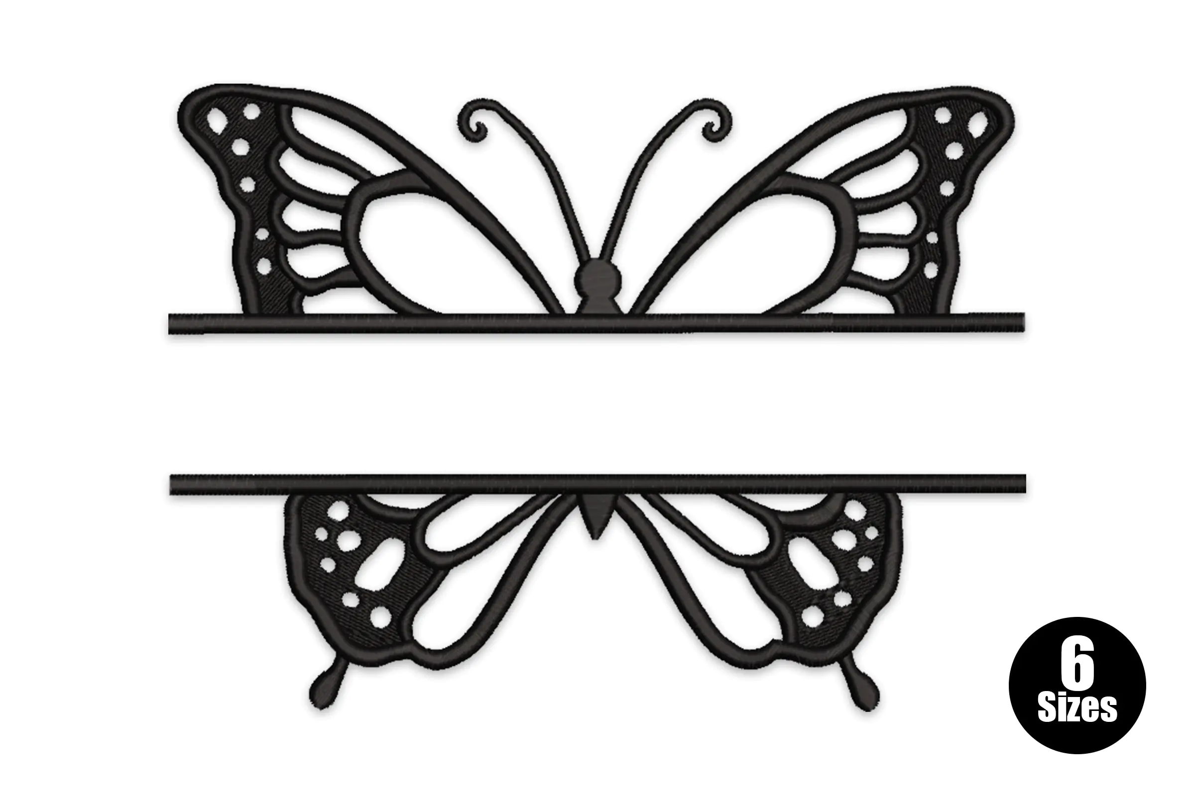 Split Butterfly Embroidery Design