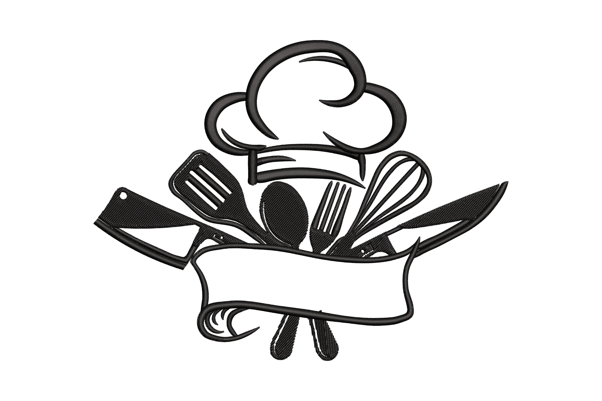 Chef Hat With Utensils Embroidery Design