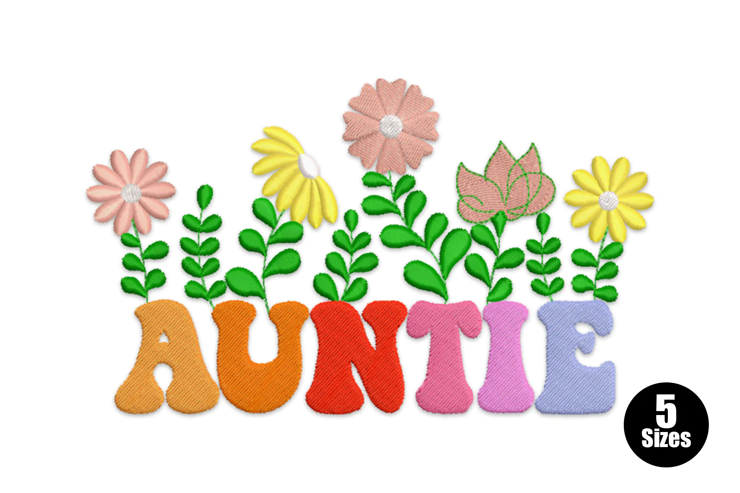 Auntie Flower Embroidery Design