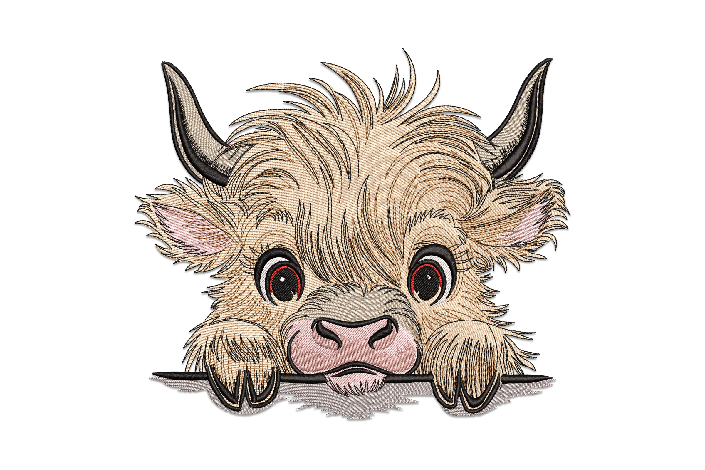 Baby Highland Cow Embroidery Design Pattern