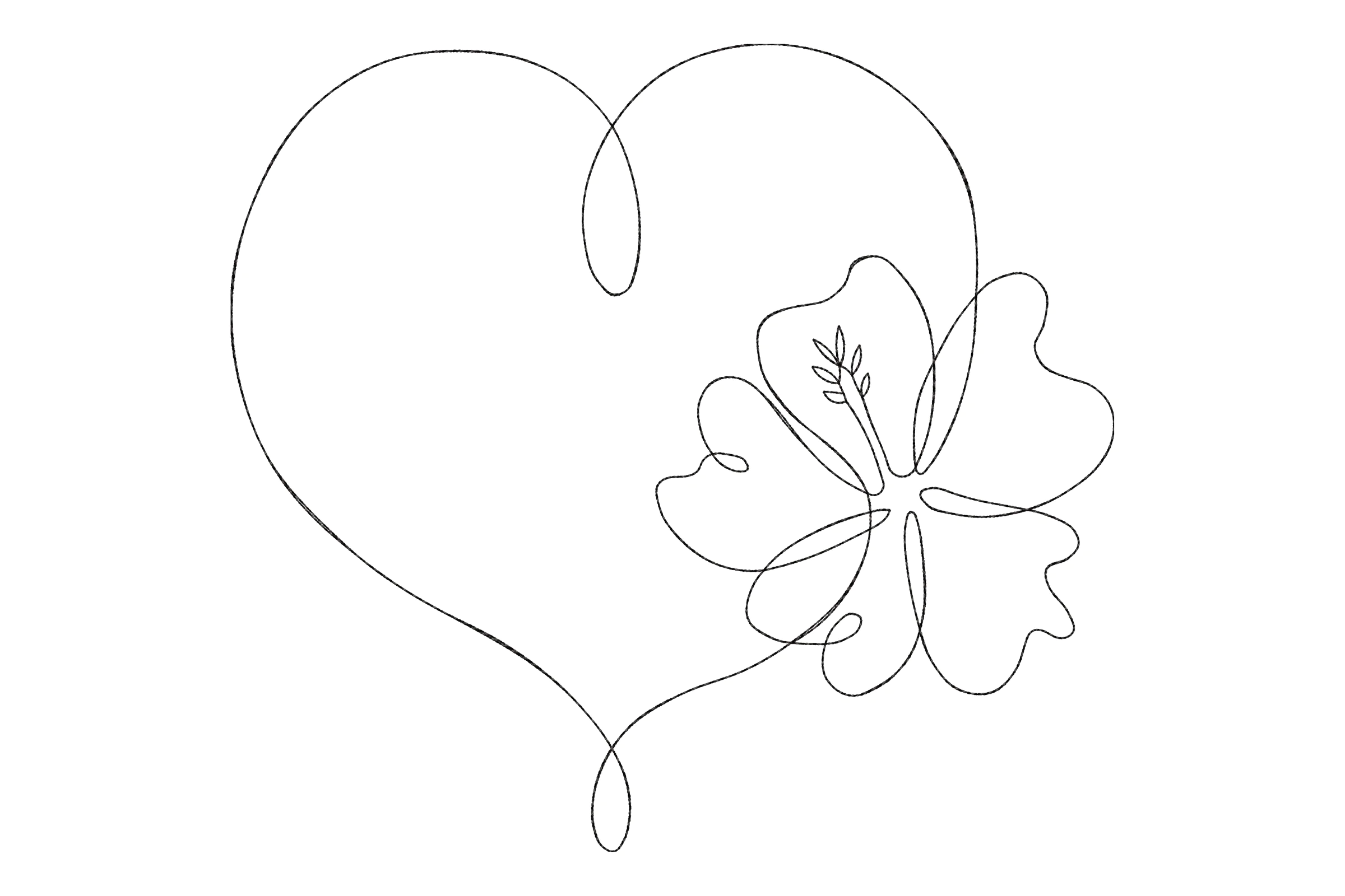 Heart with Flower Embroidery Design