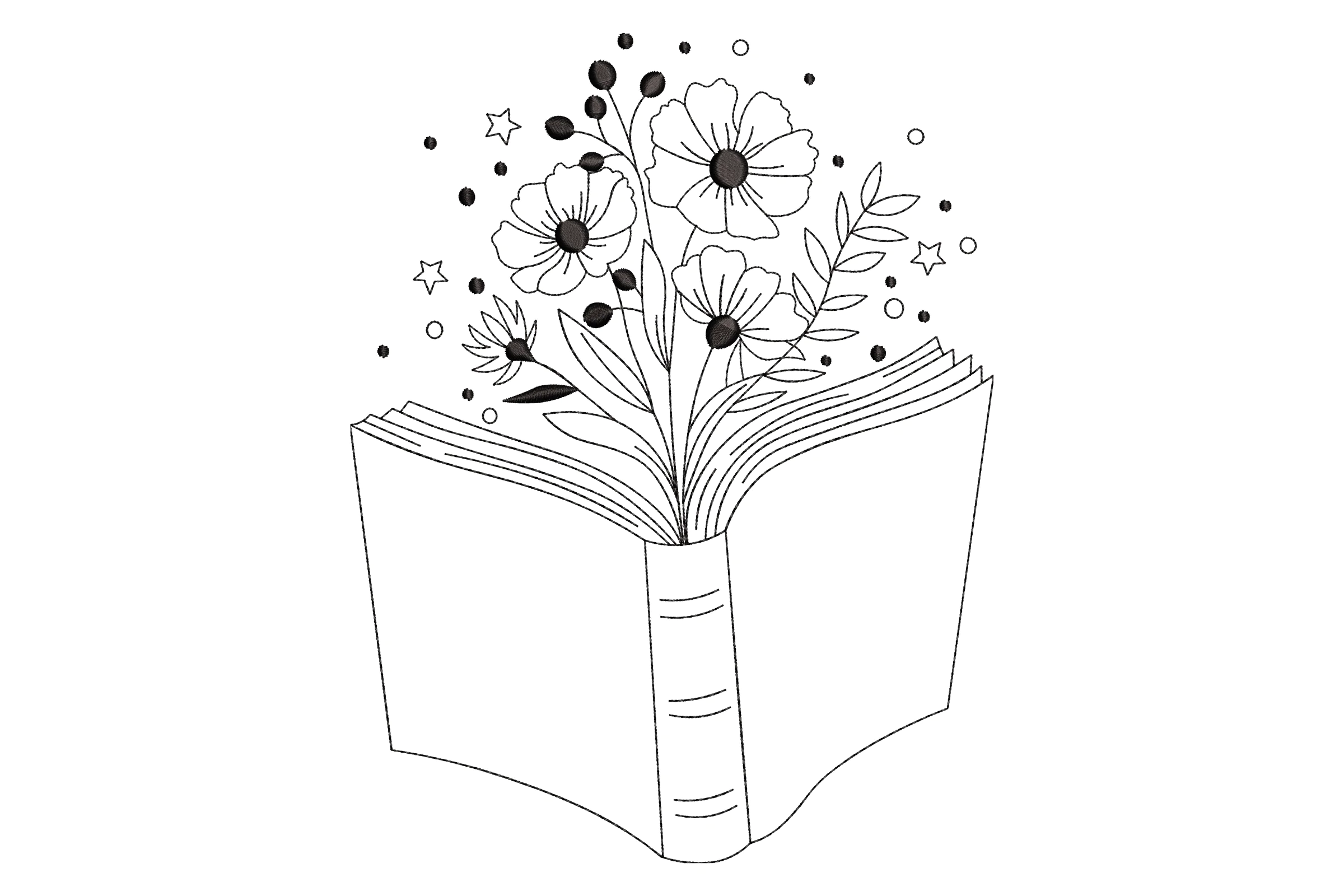 Flowers in Book Embroidery Design