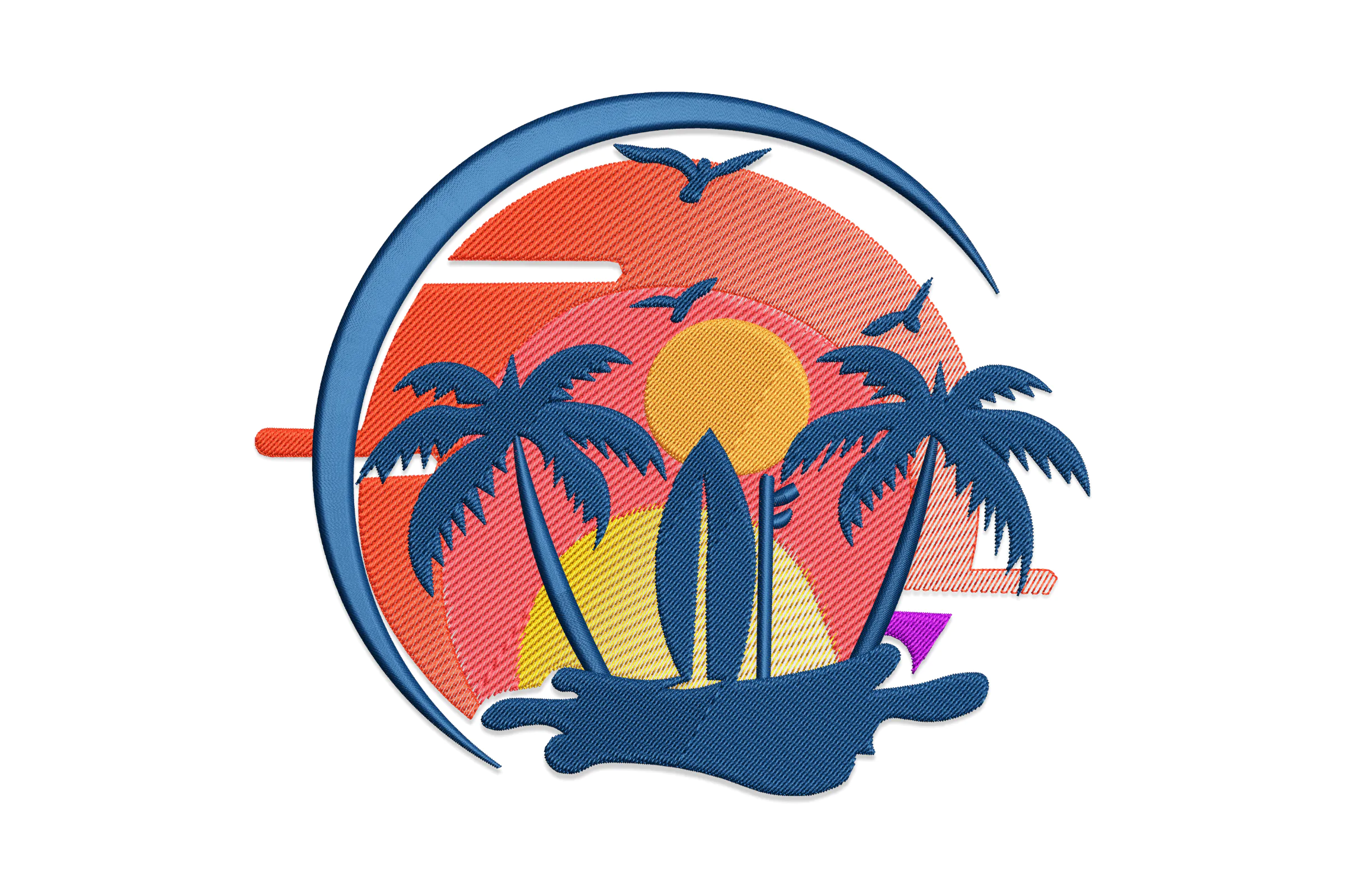 Summer Beach Digital Embroidery Design