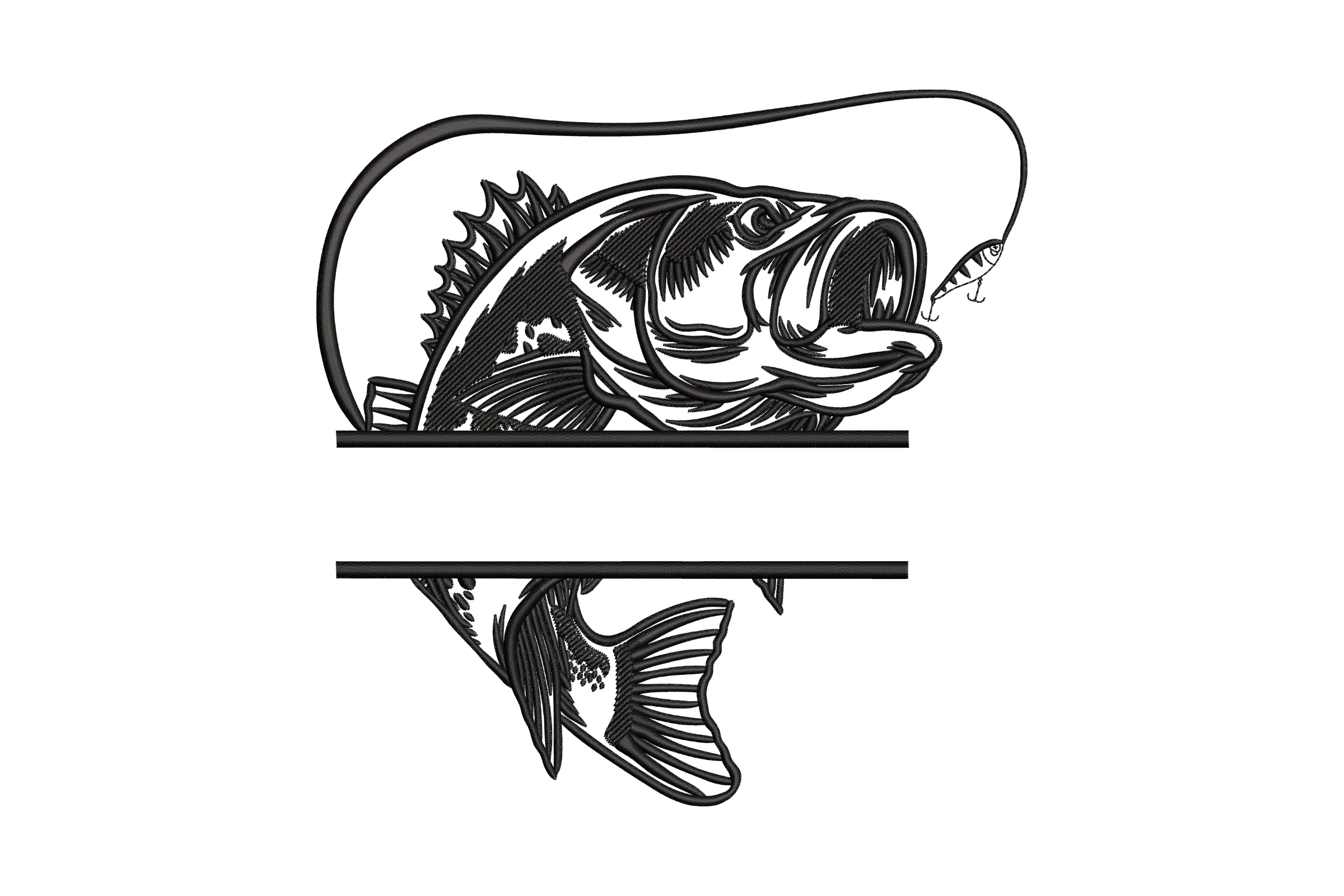 Bass Fishing Embroidery Design