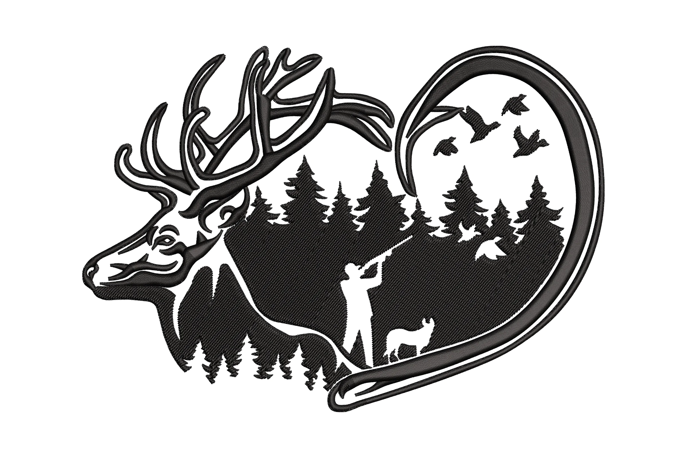 Deer hunting Embroidery Design File