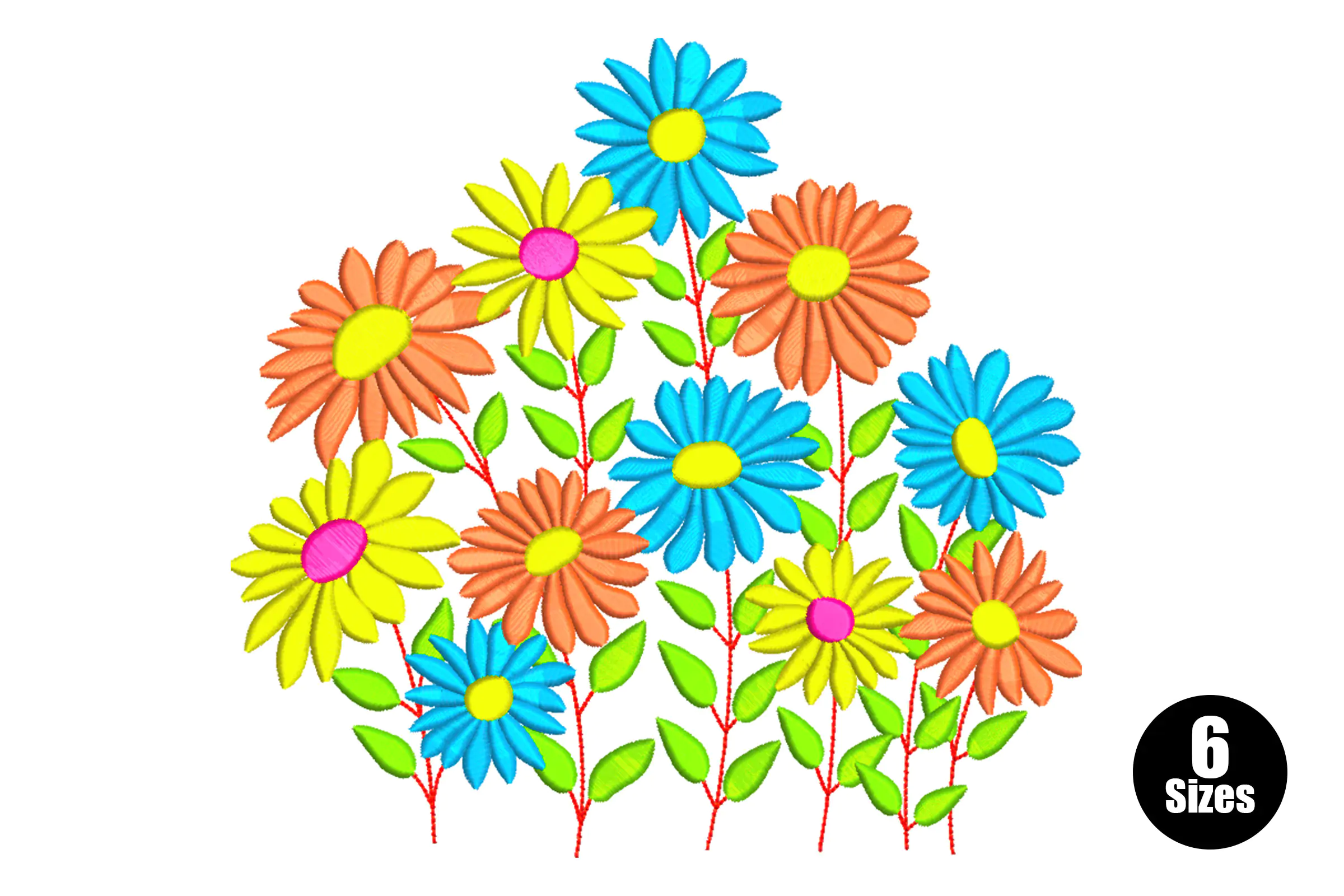 Daisy Flower Bunch Embroidery Design