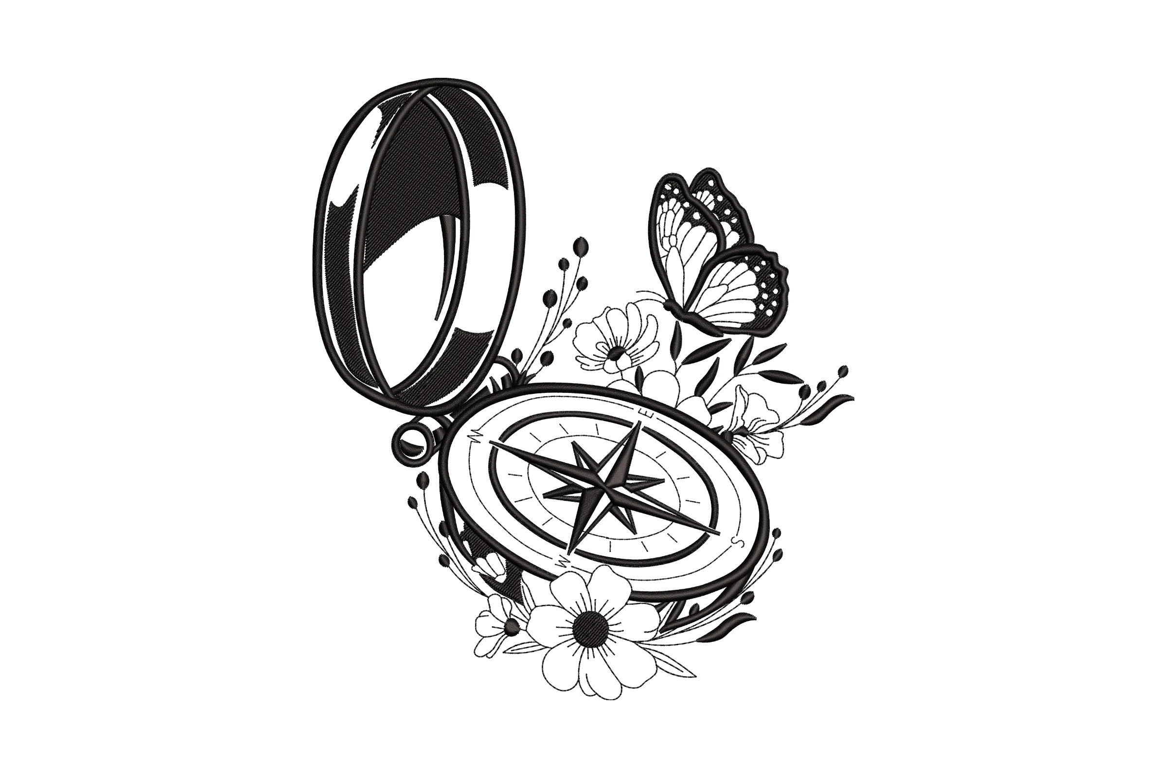 Compass Digital Embroidery Design