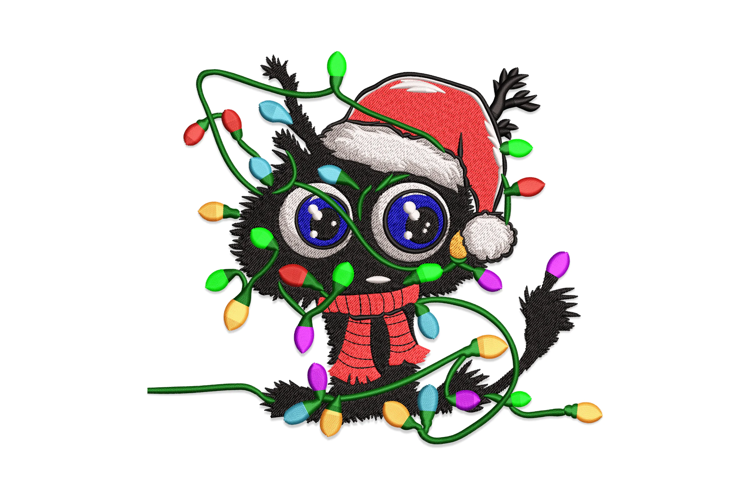 Christmas Black Cat Embroidery Design