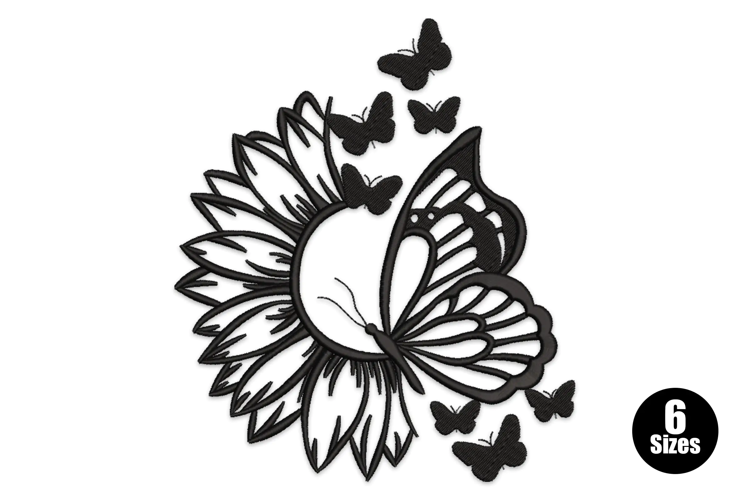 Sunflower Butterfly Embroidery Design