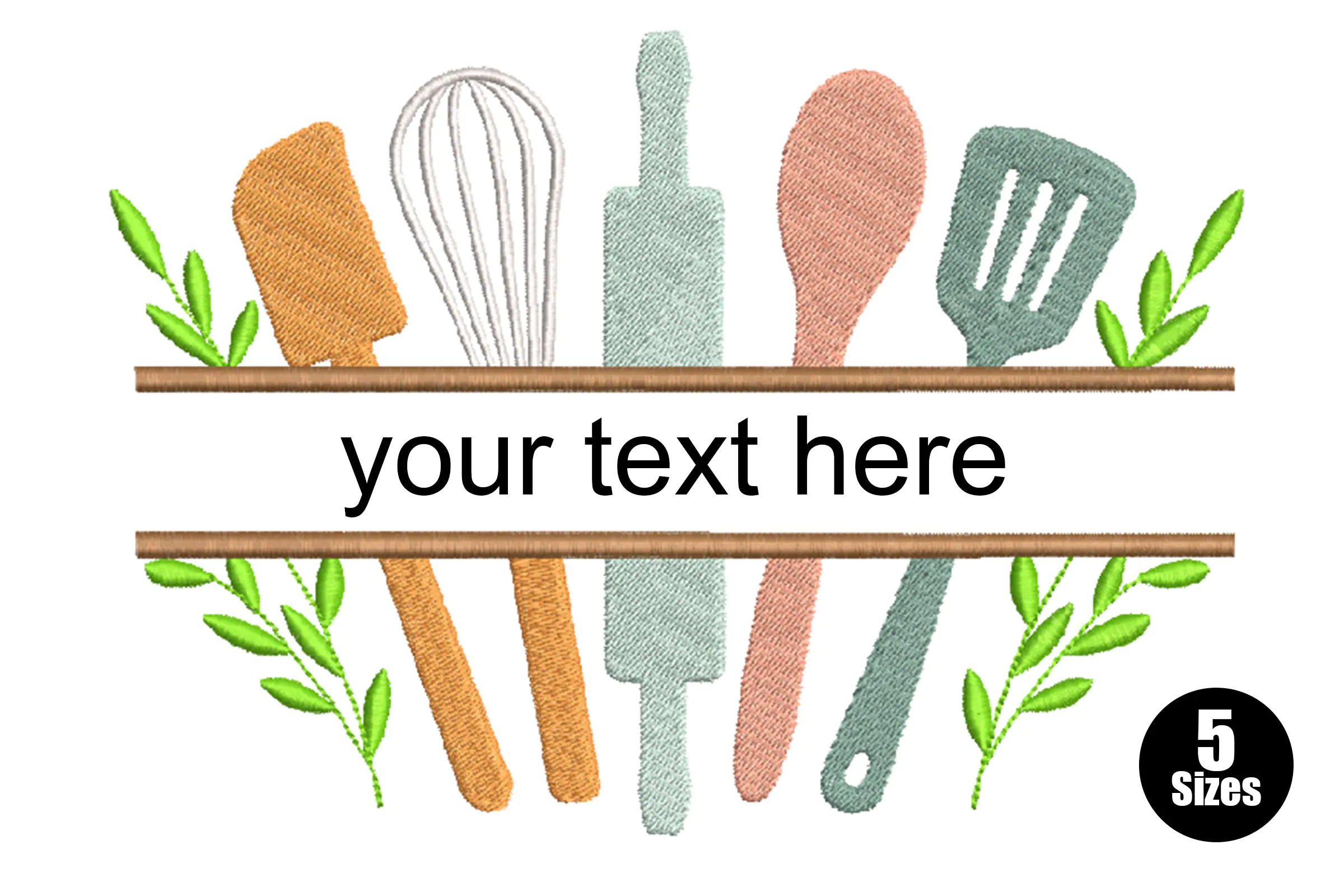 Kitchen Utensils Split Digital Embroidery Design File