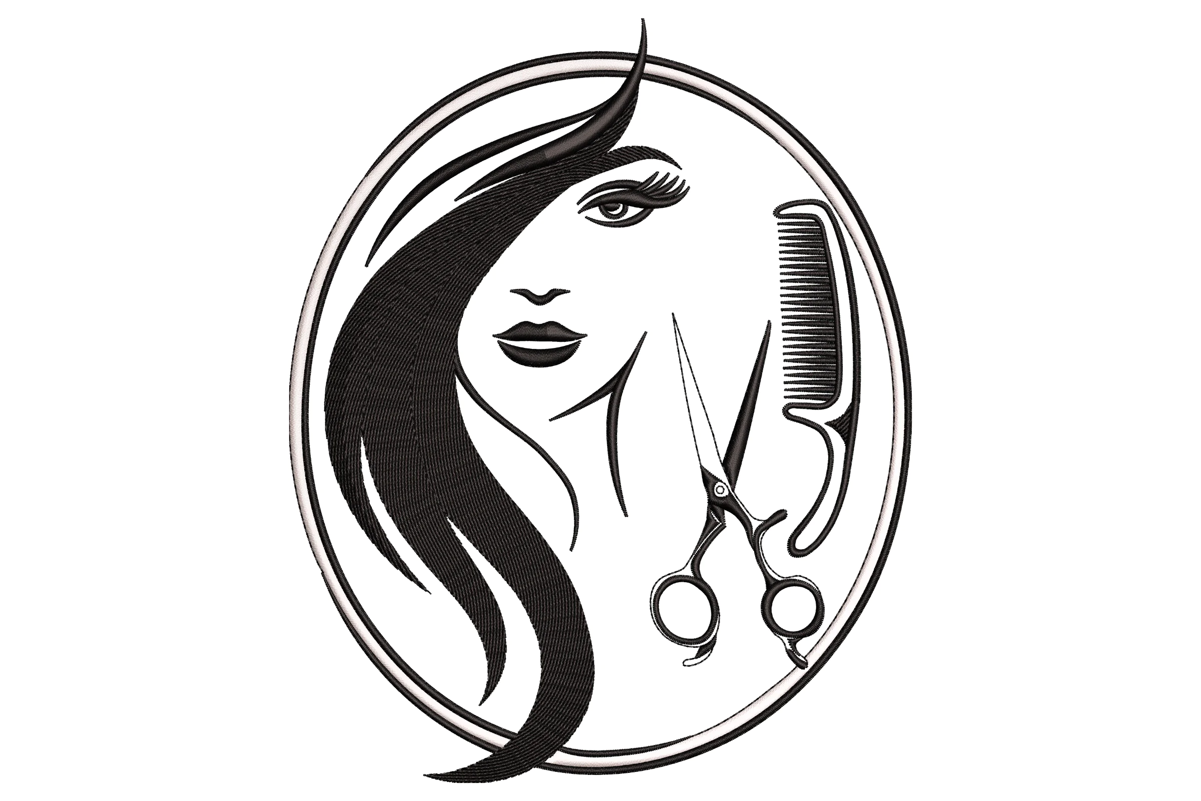 Hairstylist Scissors and Comb Embroidery Design