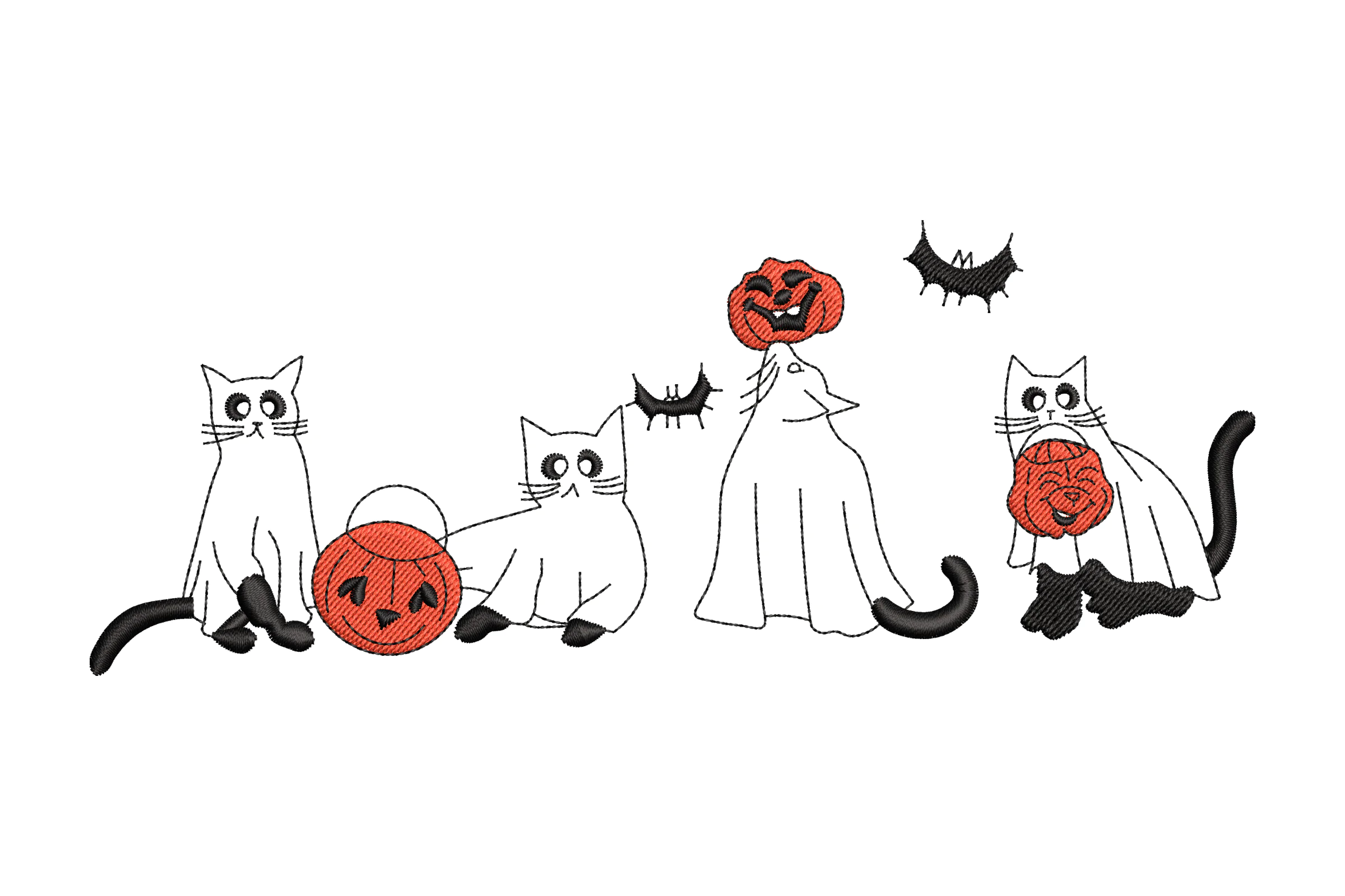 Halloween Ghost Cat Embroidery Design
