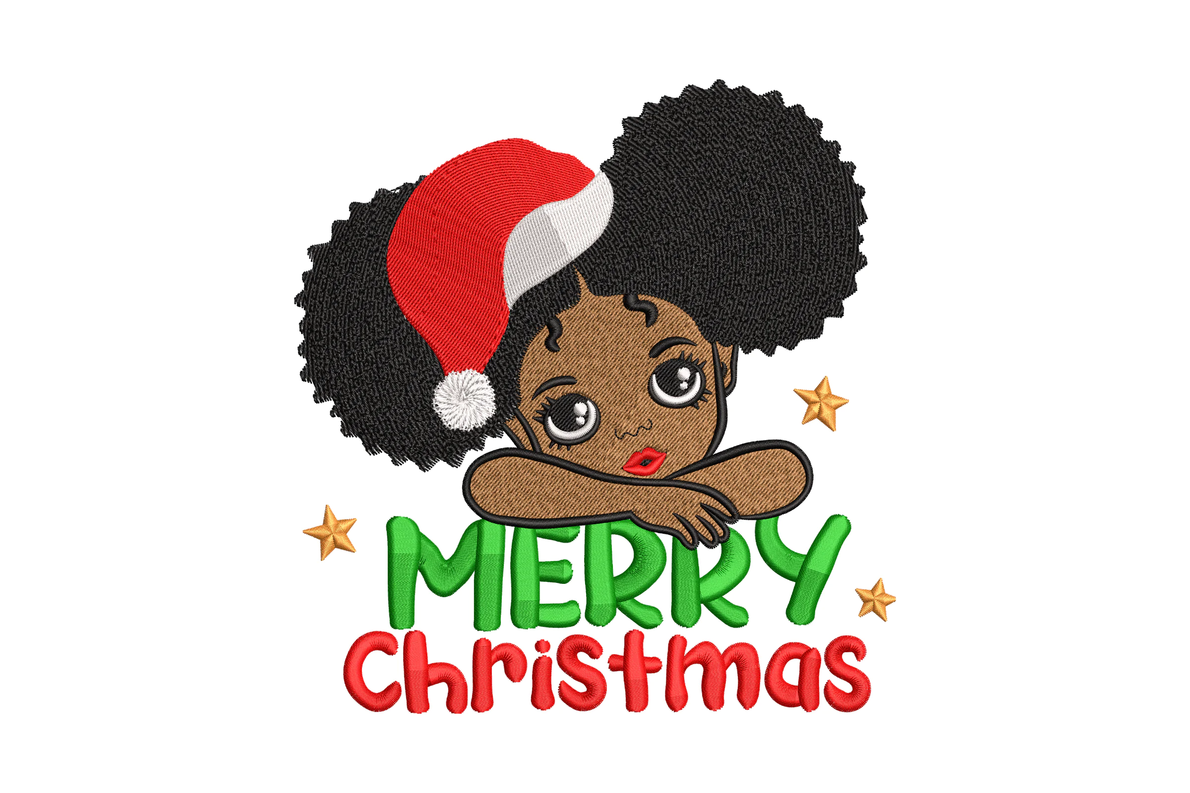 Christmas Afro Girl Embroidery Design