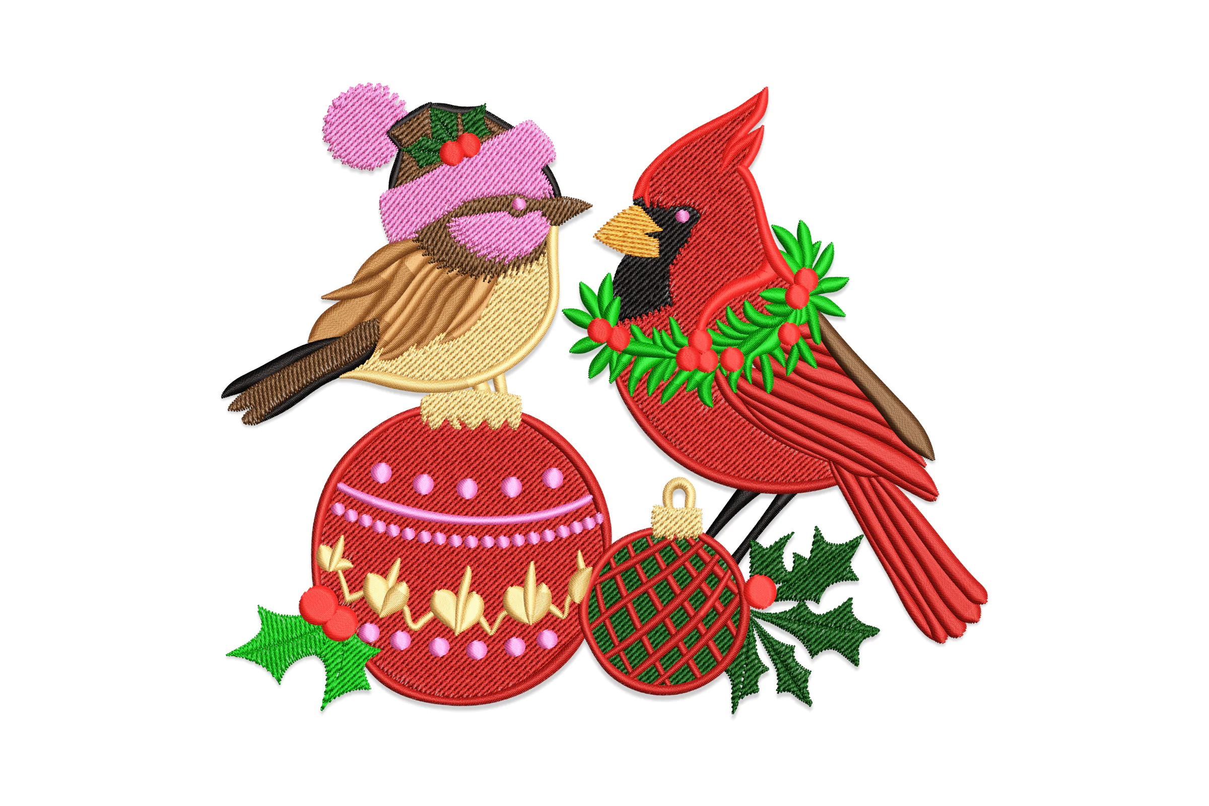 Christmas Cardinal Embroidery Design