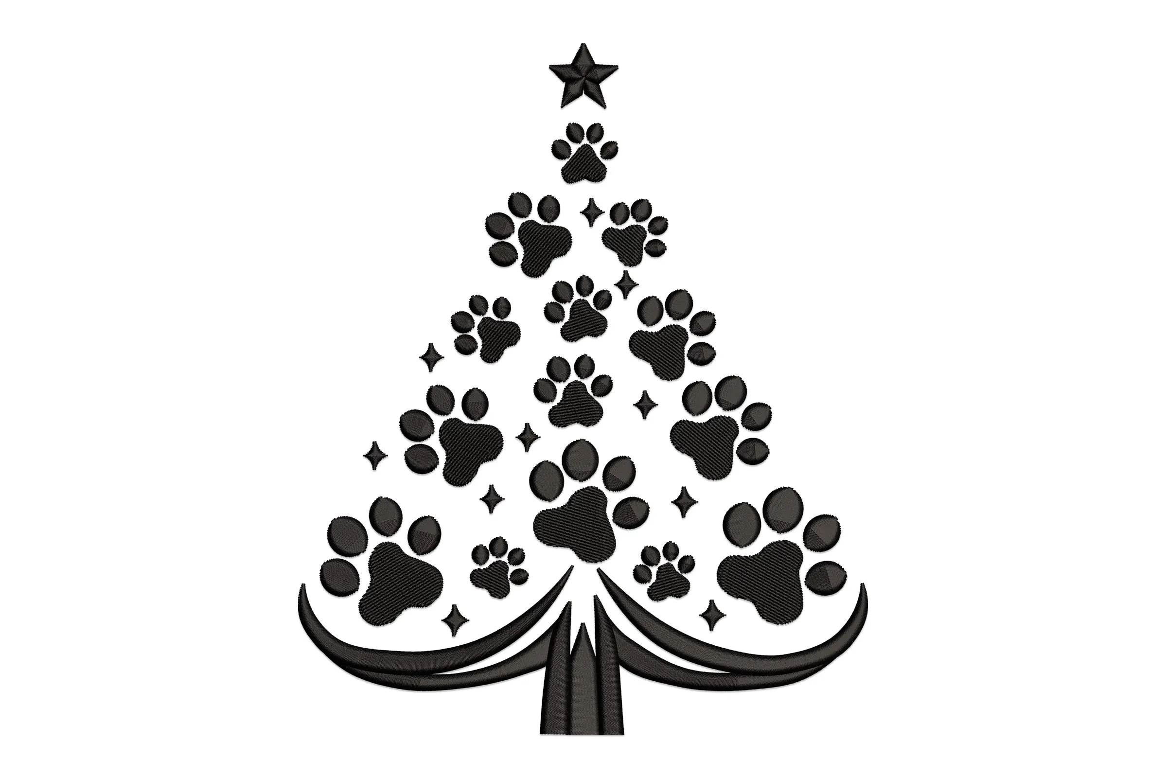 Paw Christmas Tree Embroidery File