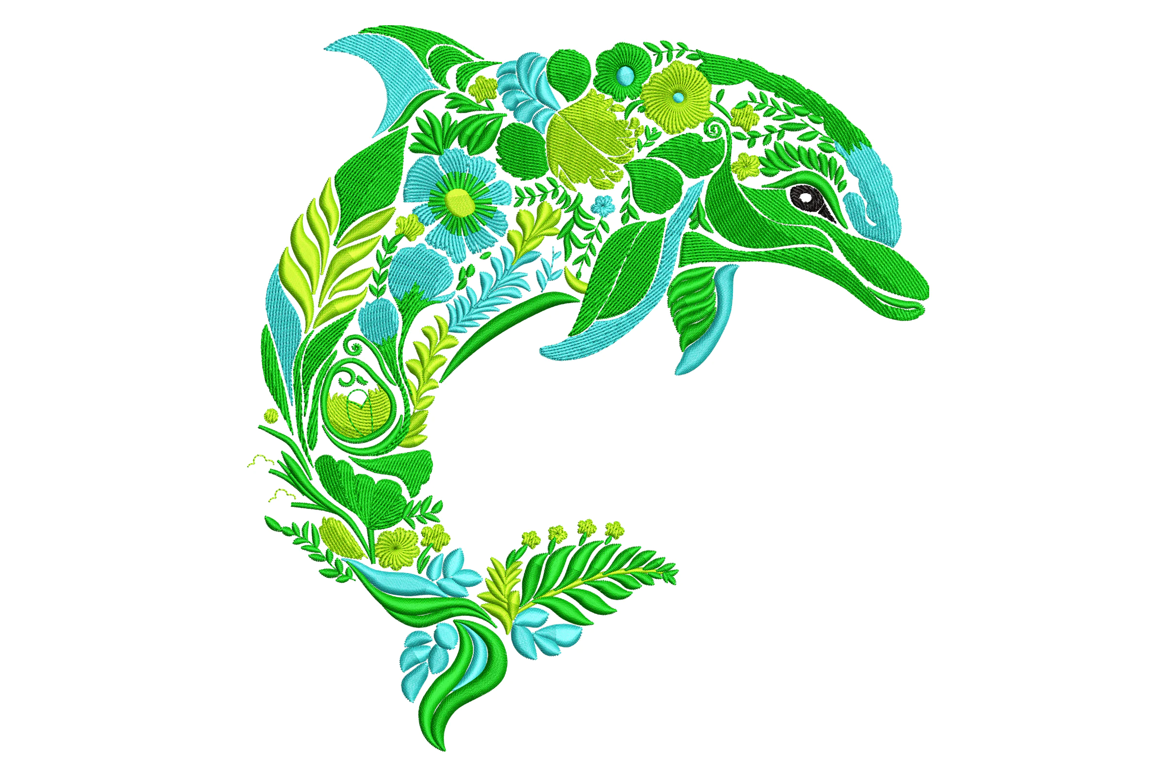 Floral Dolphin Machine Embroidery Design