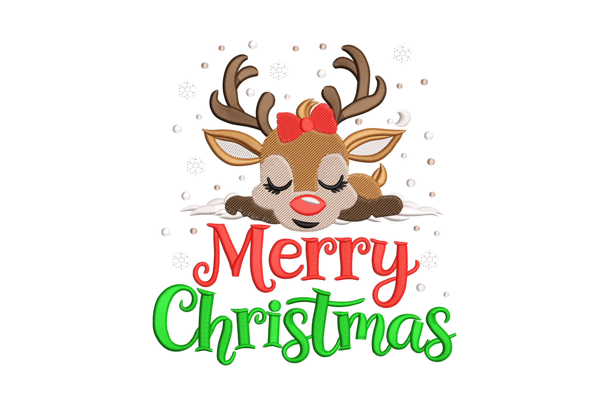 Merry Christmas Reindeer Embroidery Design