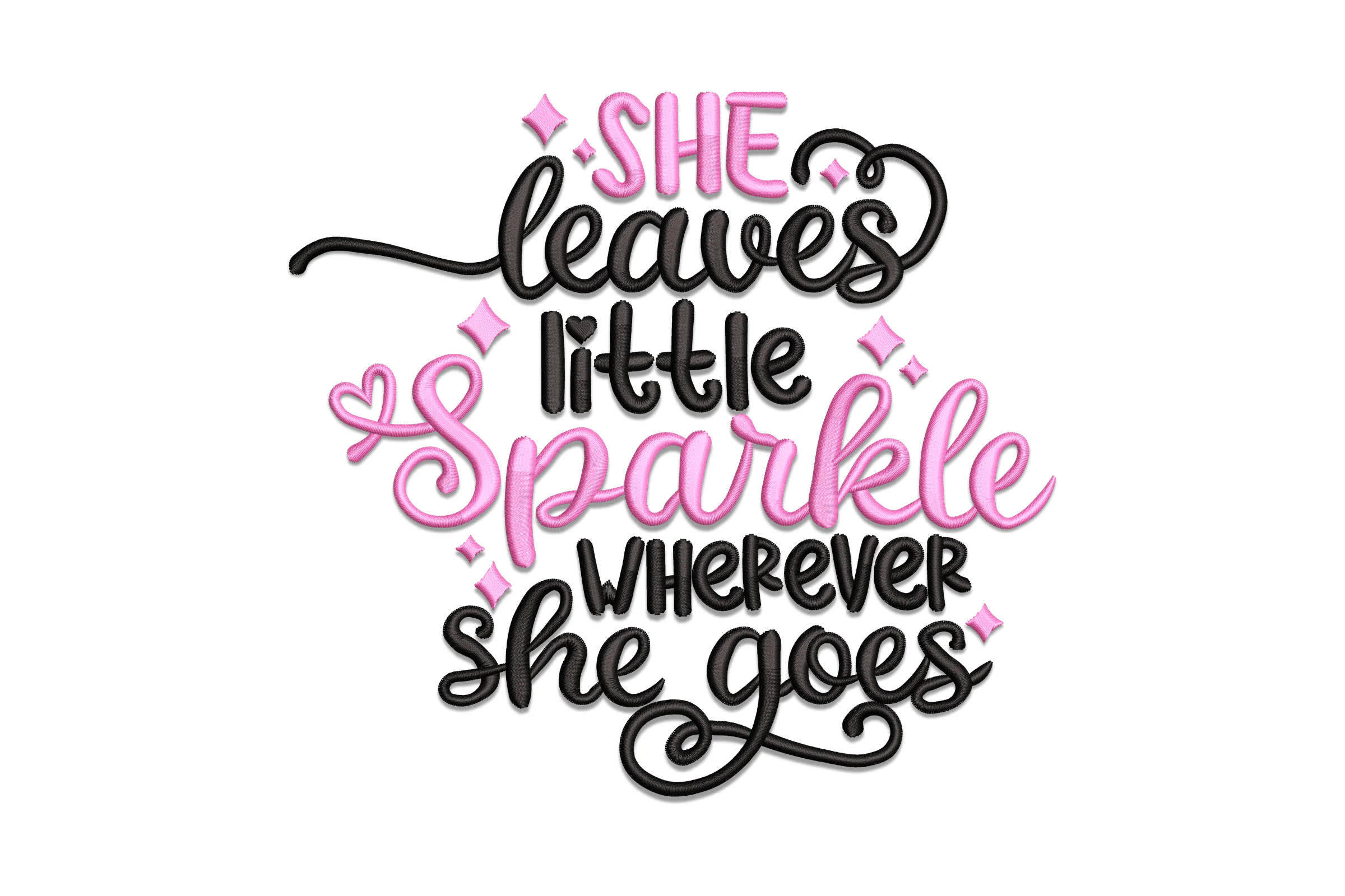 She Leaves Sparkle Embroidery Design