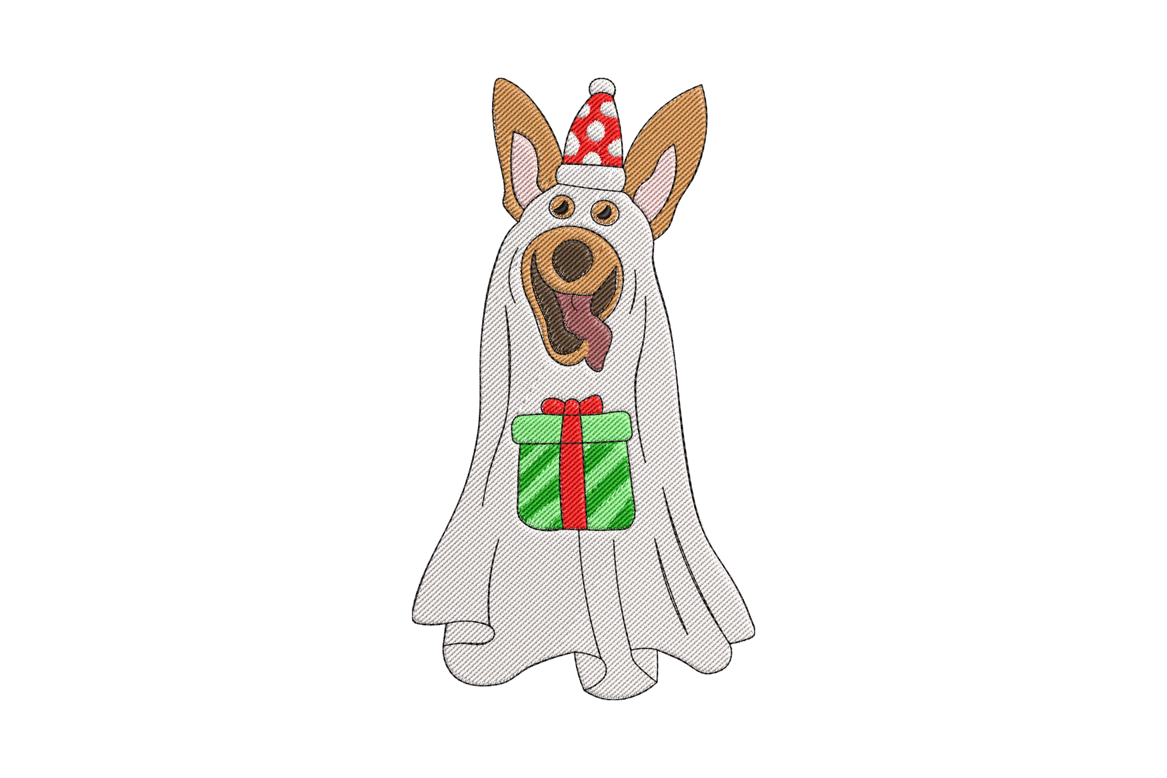 Christmas Dog Embroidery Design
