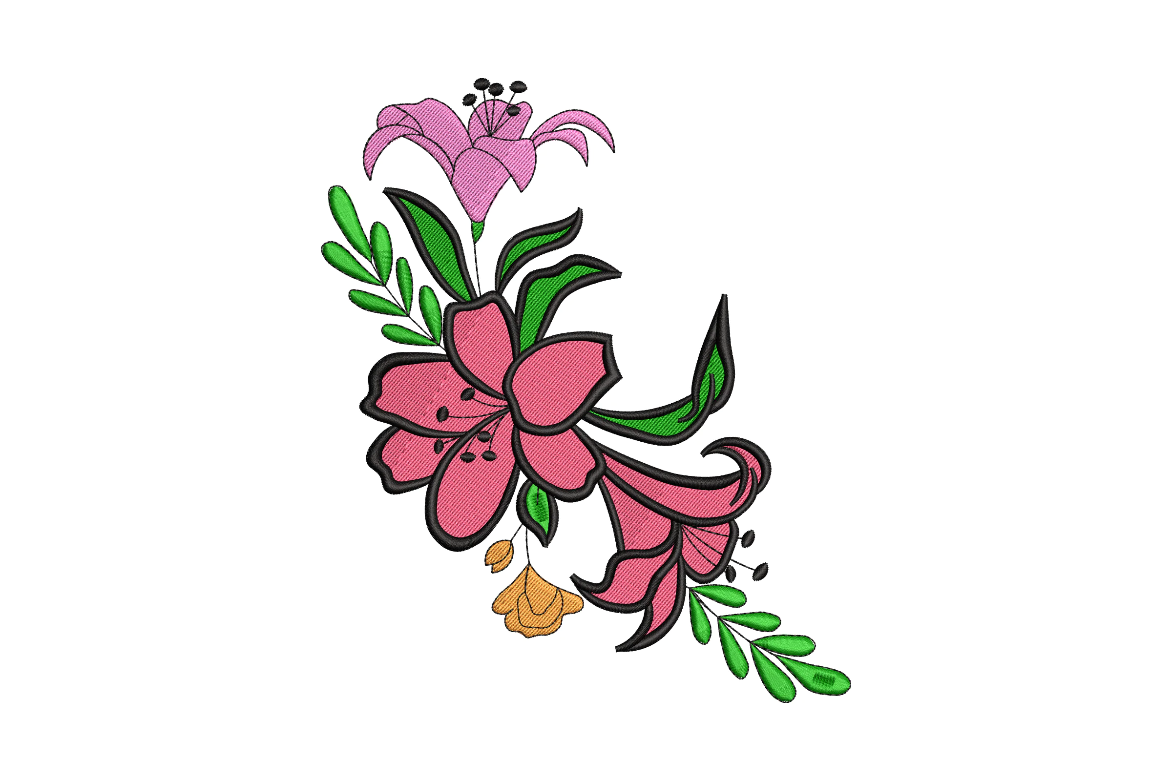 Bouquet flower embroidery design
