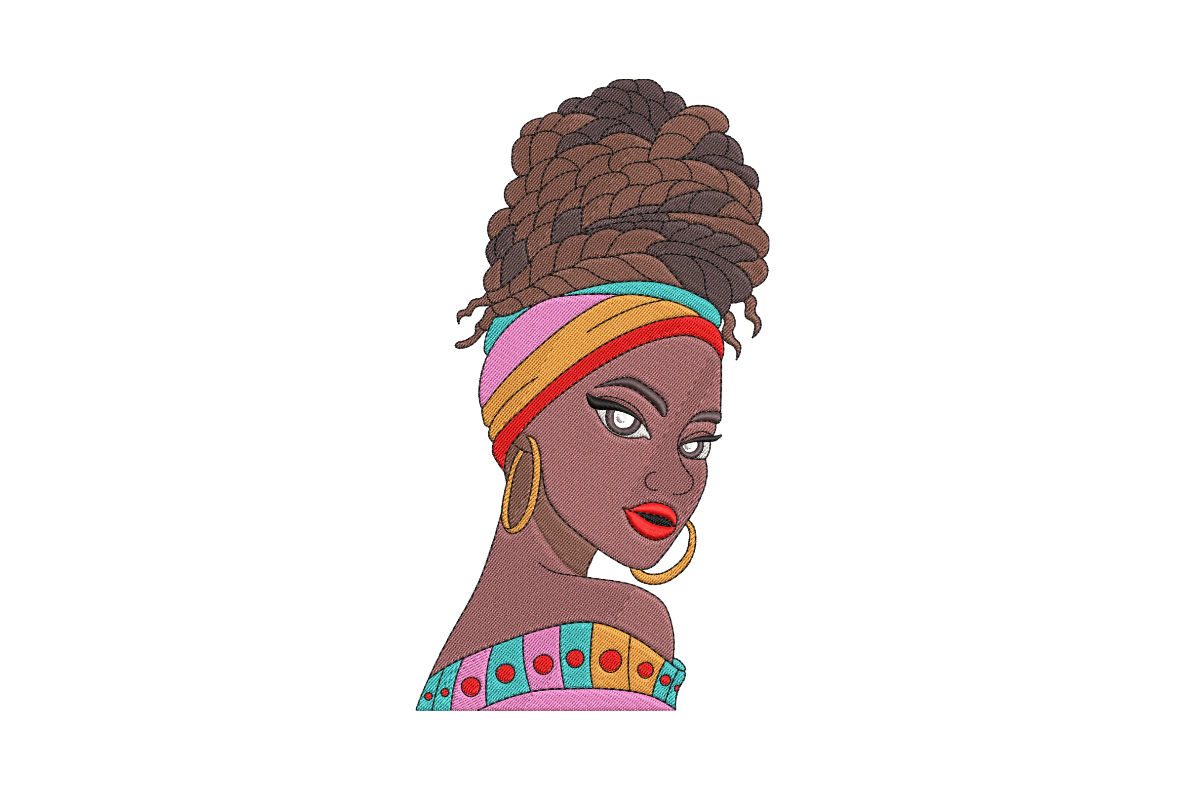 African Woman Embroidery Design