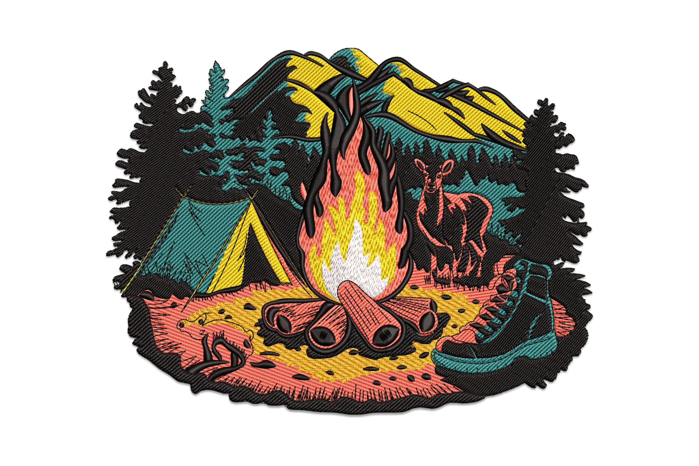 Campfire Embroidery Design