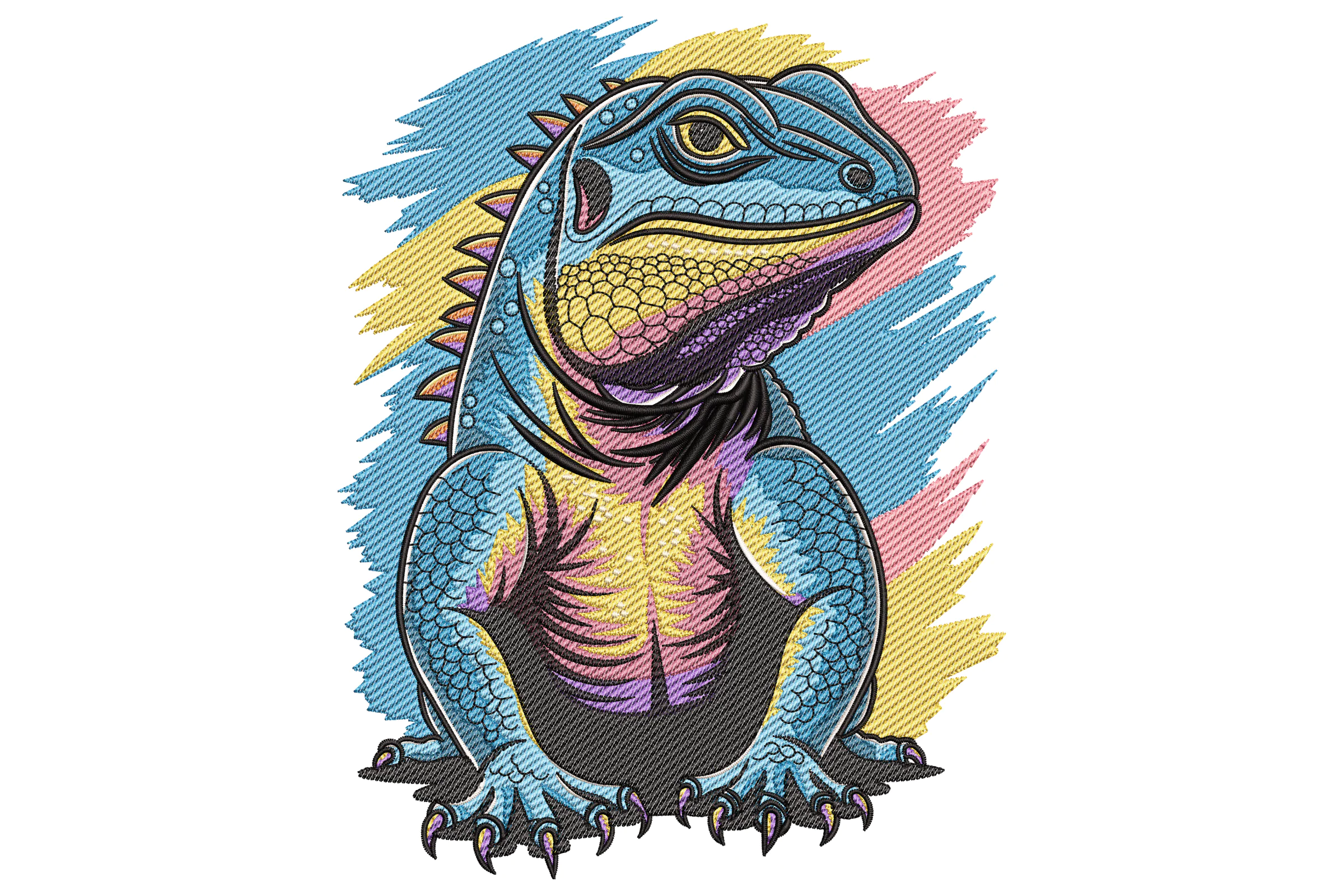 Colorful Iguana Embroidery Design