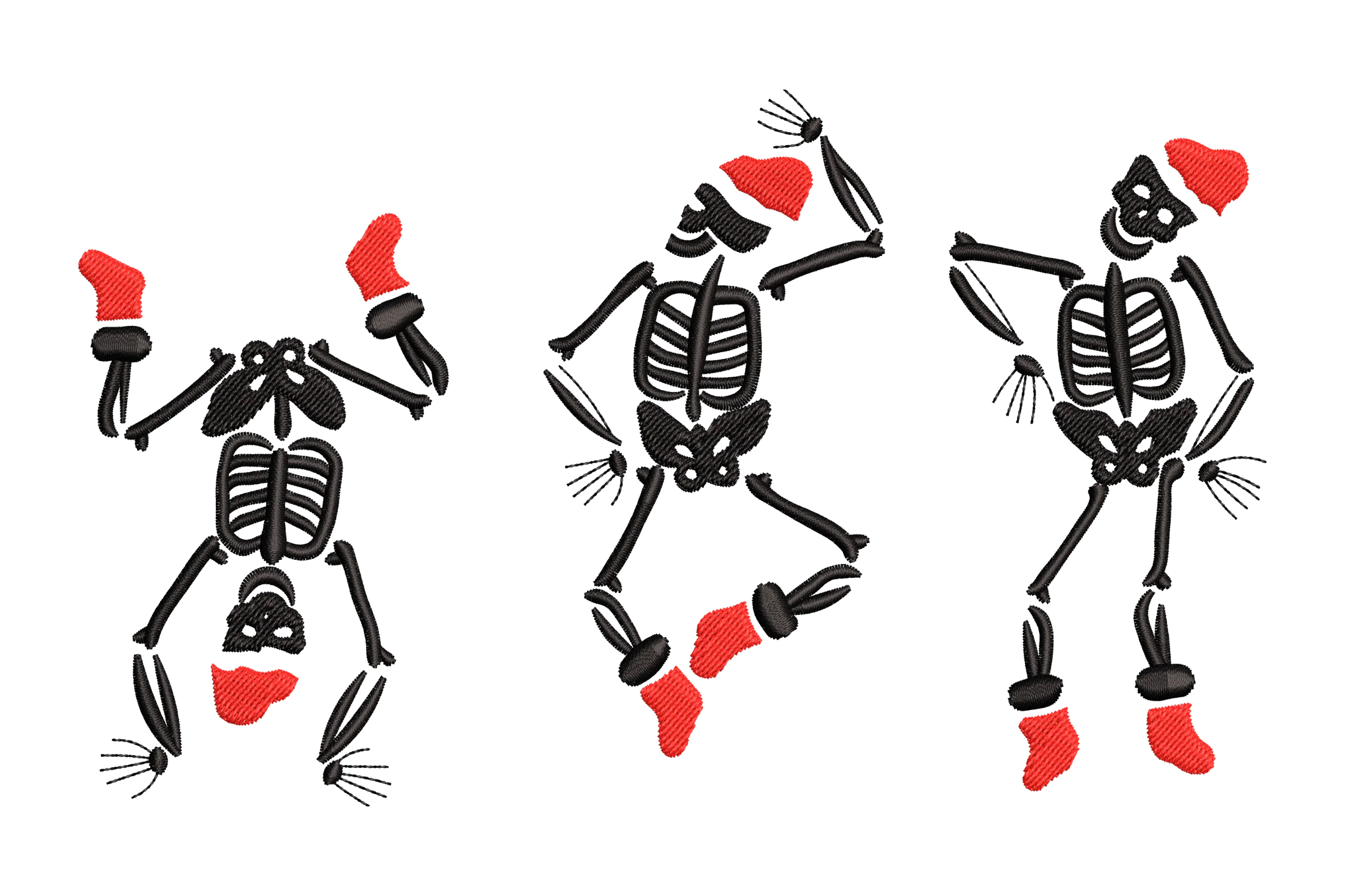 Christmas Dancing Skeletons Embroidery Design