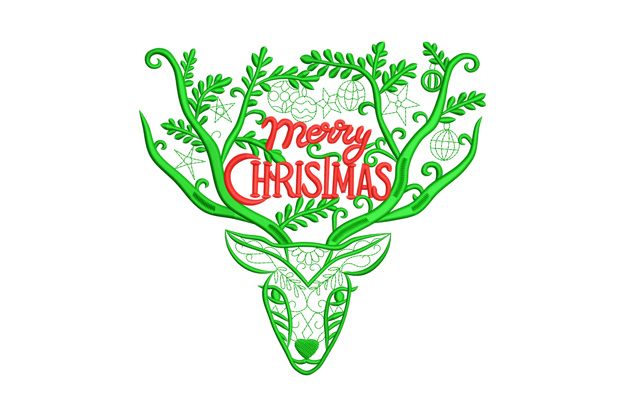 Merry Christmas Reindeer Embroidery Design Pattern