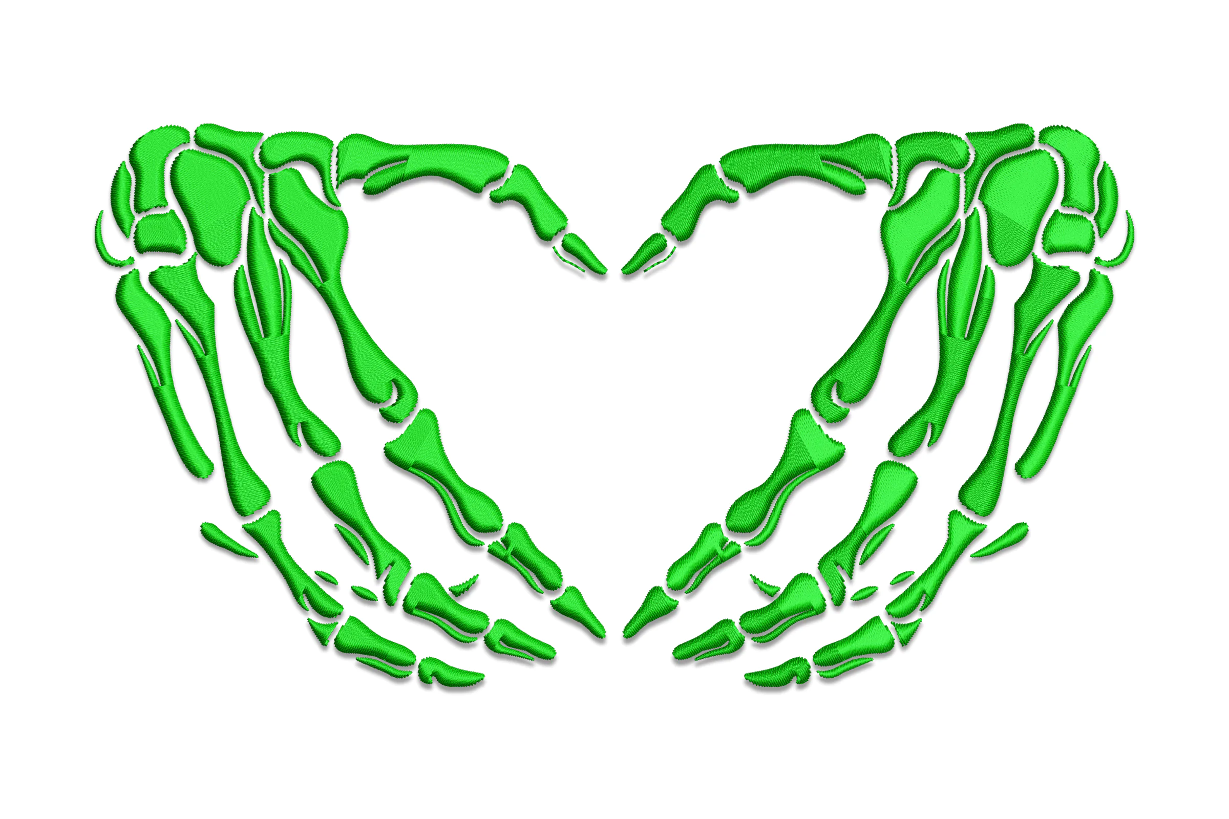 Skeleton Hands Holding Heart Shape Embroidery Design