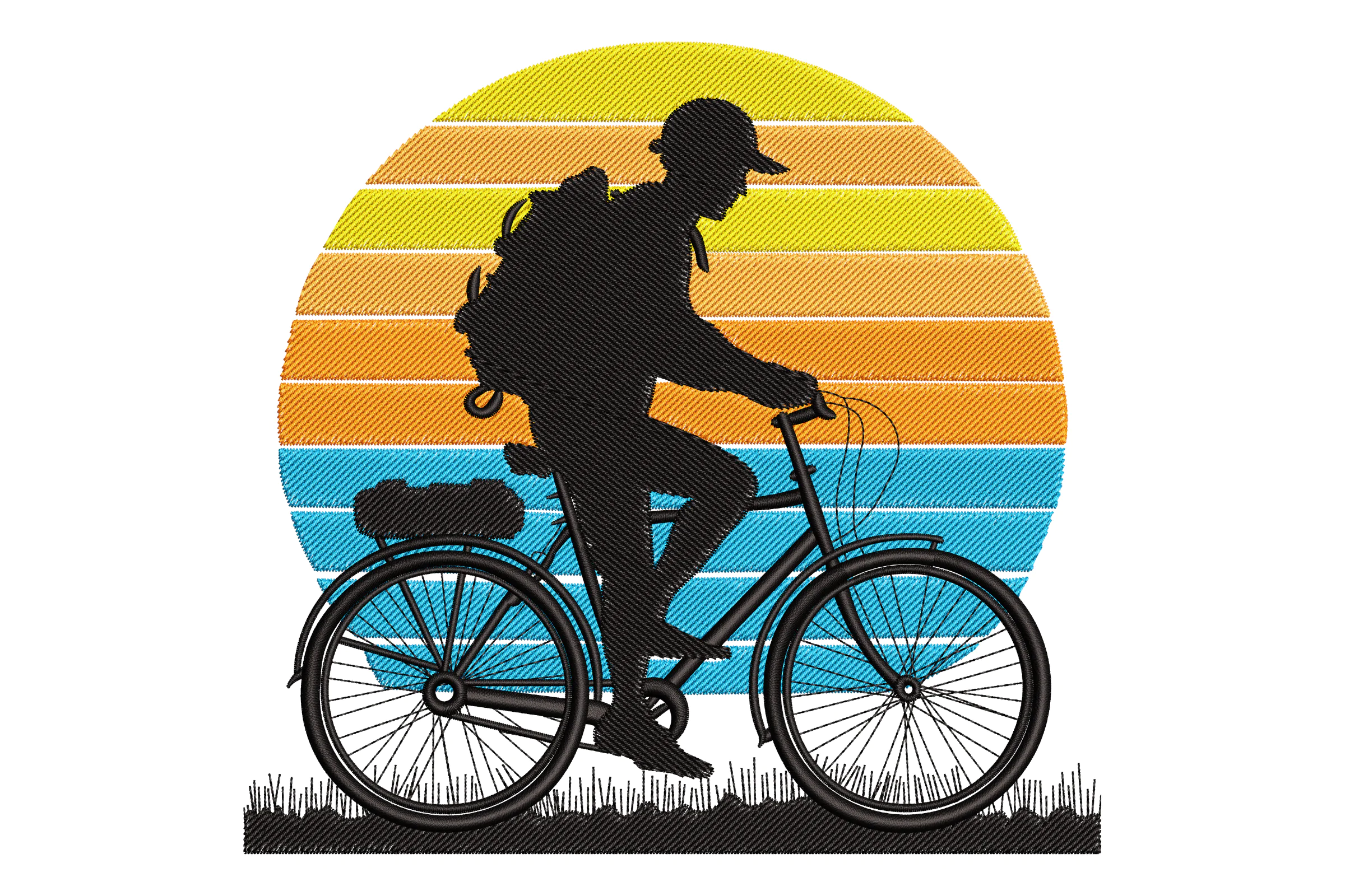 Bicycle Rider Embroidery Design