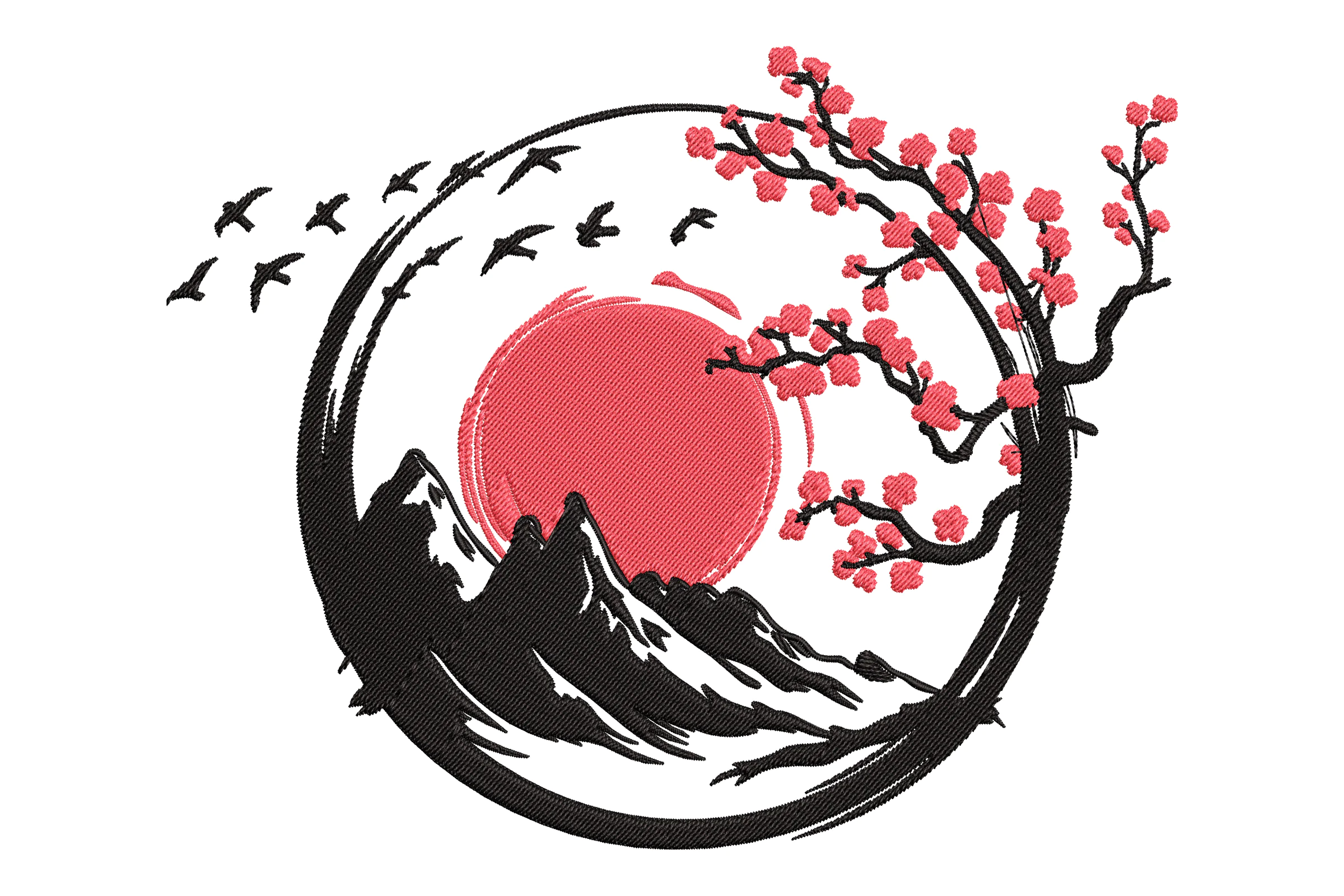 Japanese Landscape Embroidery Design