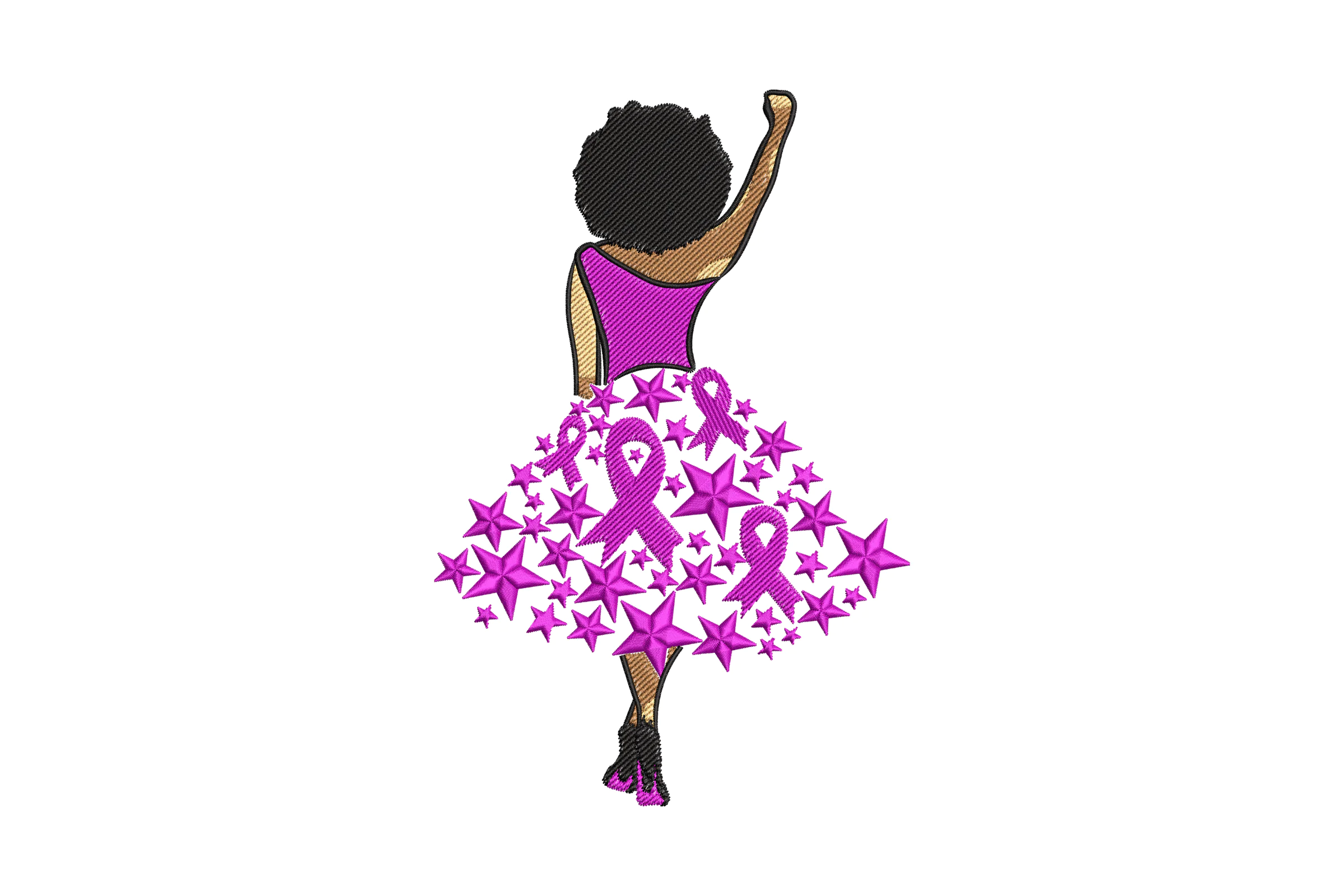 Empowered Pink Ribbon Dress Embroidery Design
