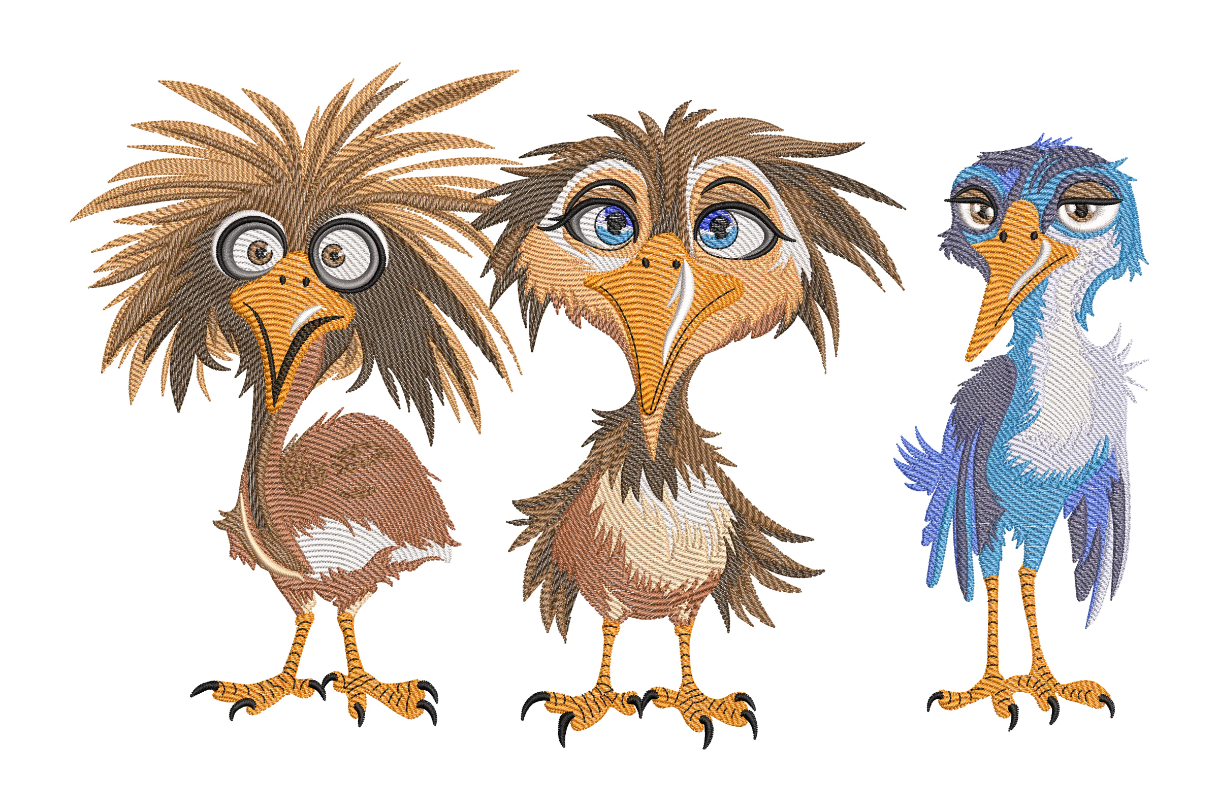 Funny Bird Trio Embroidery Design