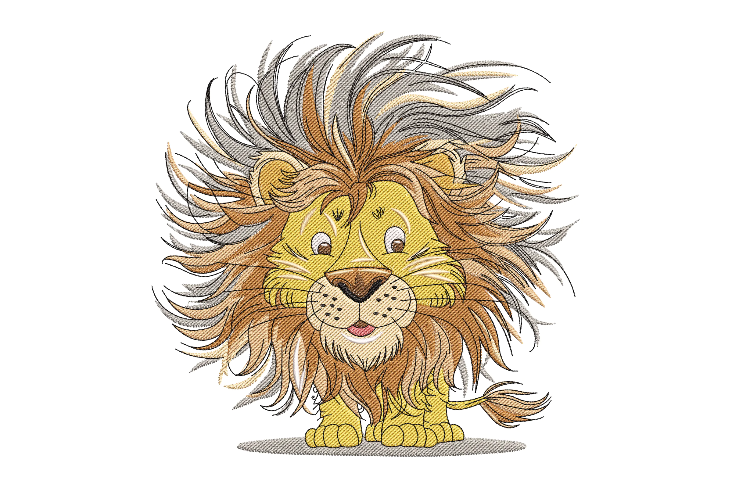 Playful Lion Embroidery Design