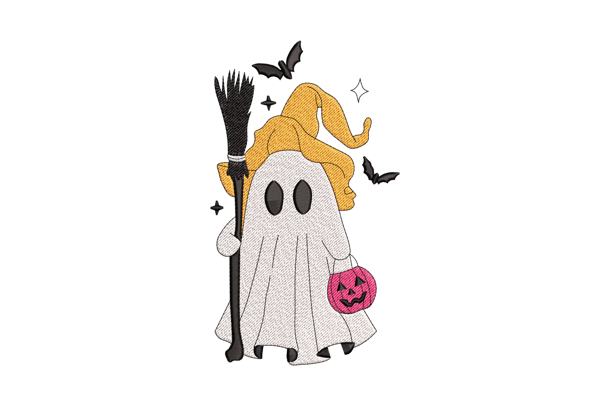 Halloween Ghost Witch Embroidery Design
