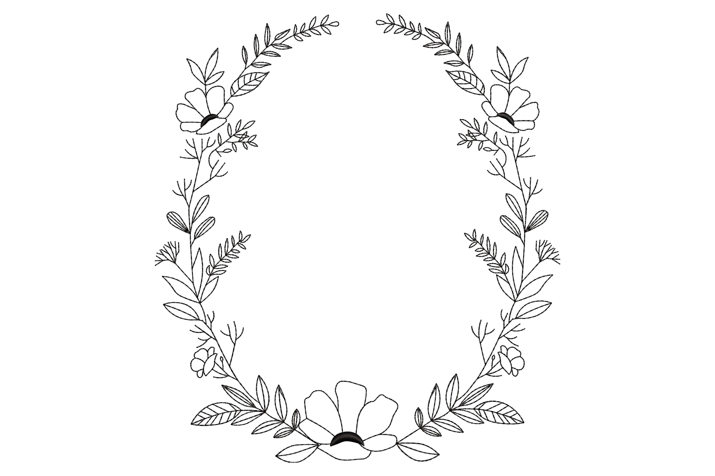 Floral Frame Wreath Embroidery Design