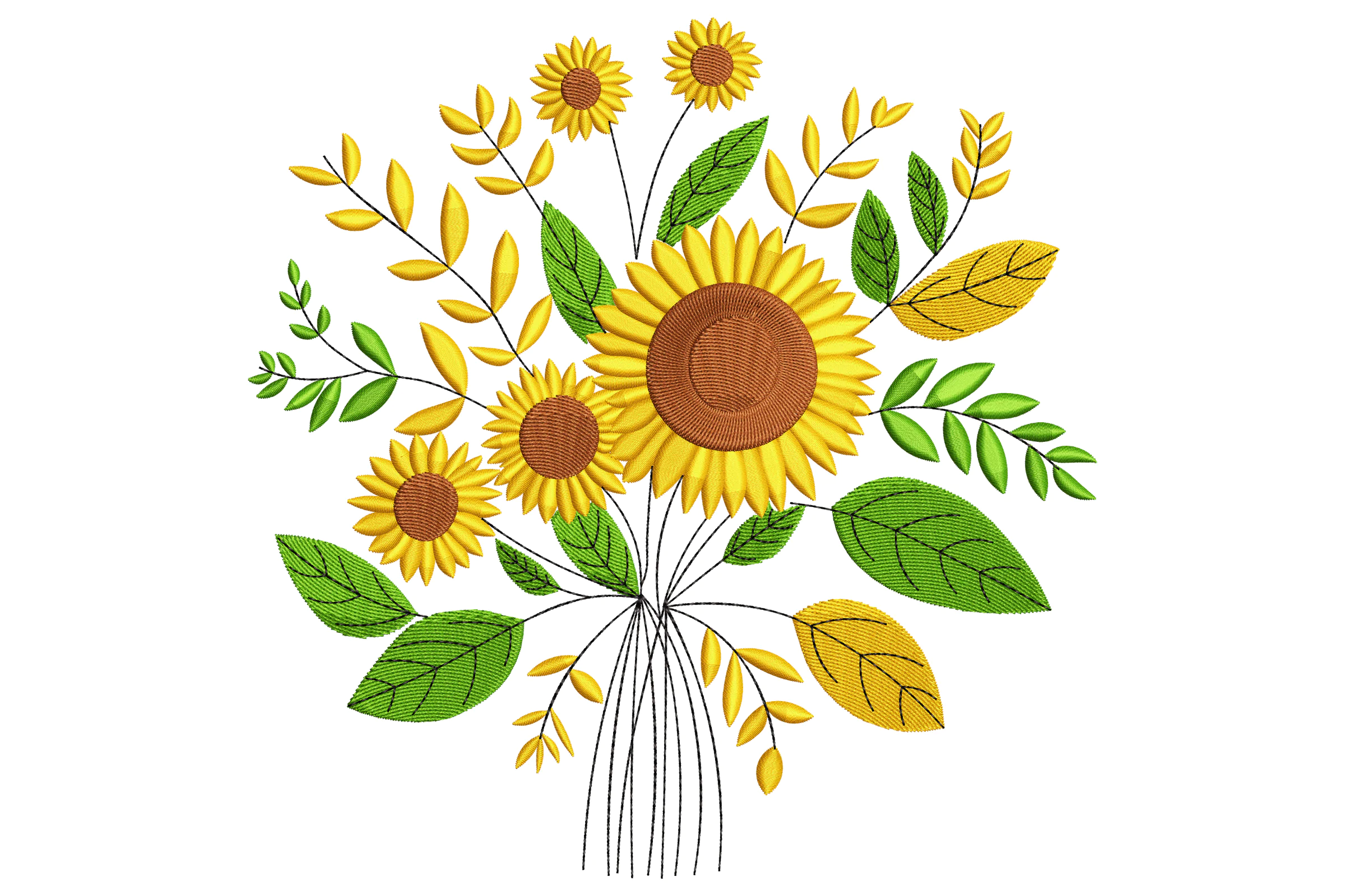Sunflower Bouquet Embroidery Design