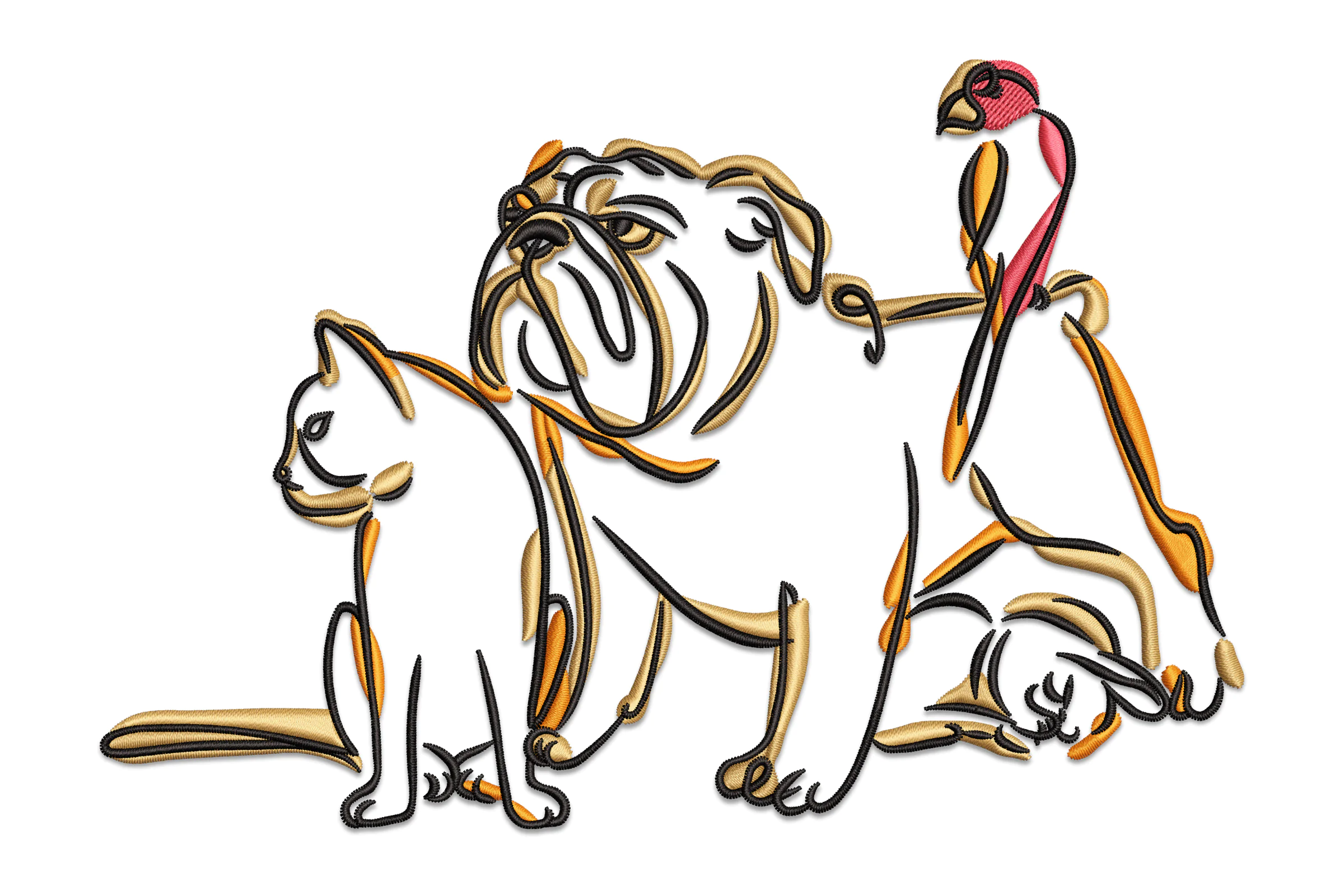 Pet Line Art Embroidery Design
