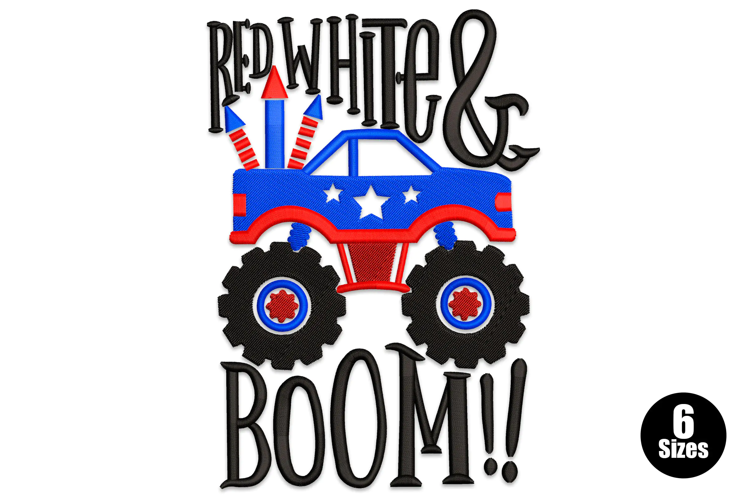 Red White & Boom Embroidery Design