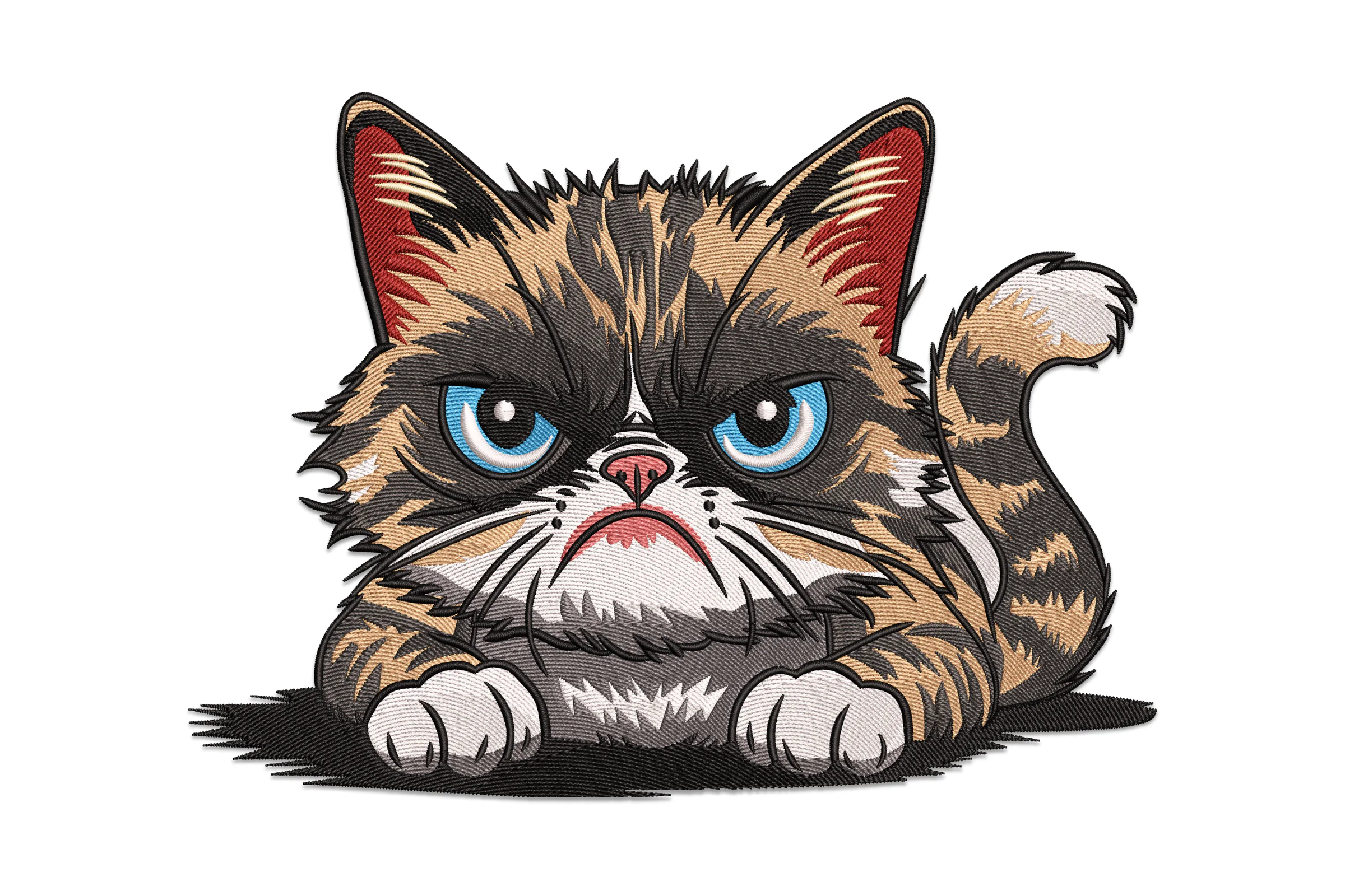 Striped Cat Embroidery Design