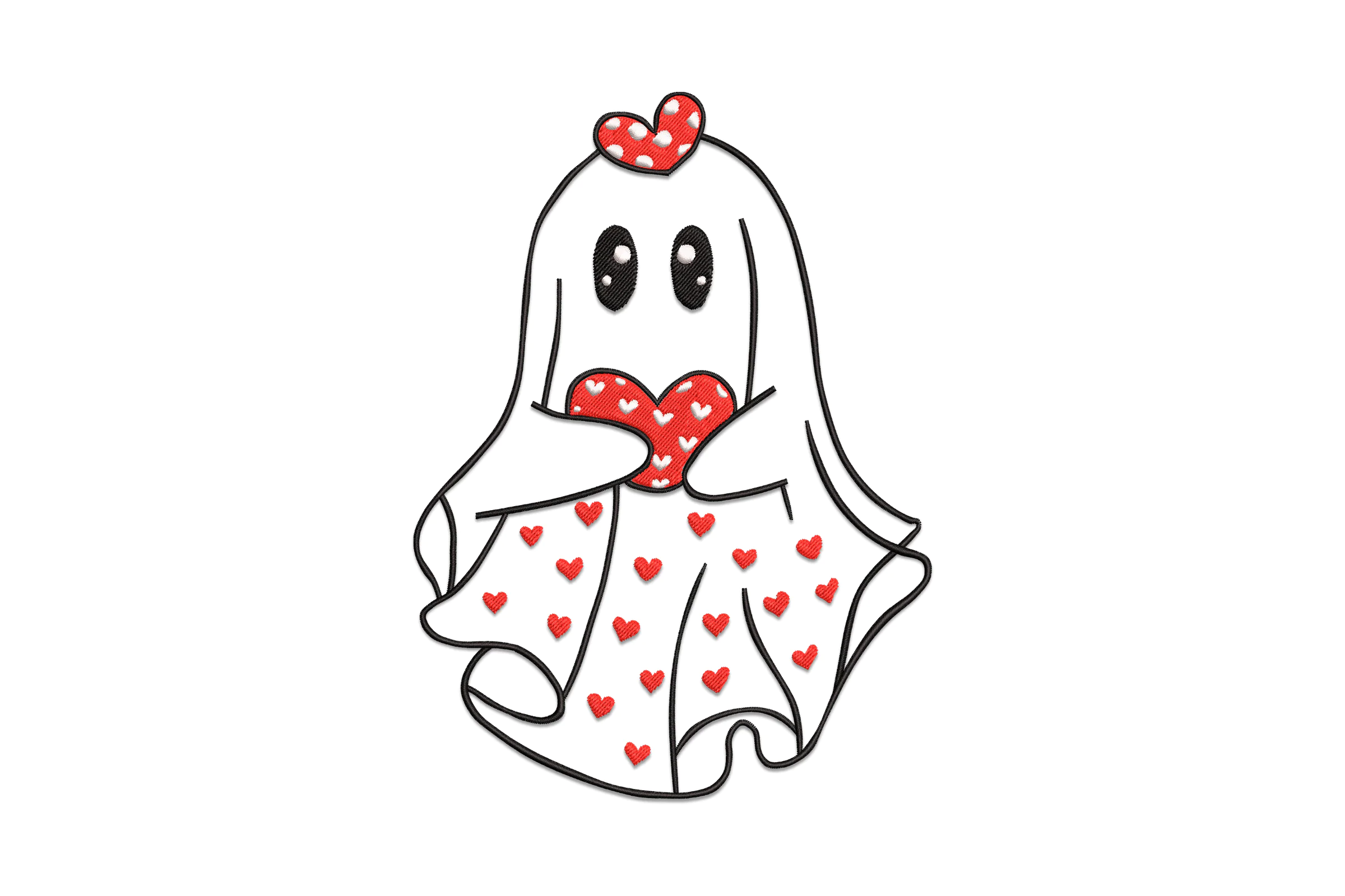 Little Ghost With Heart Embroidery Design