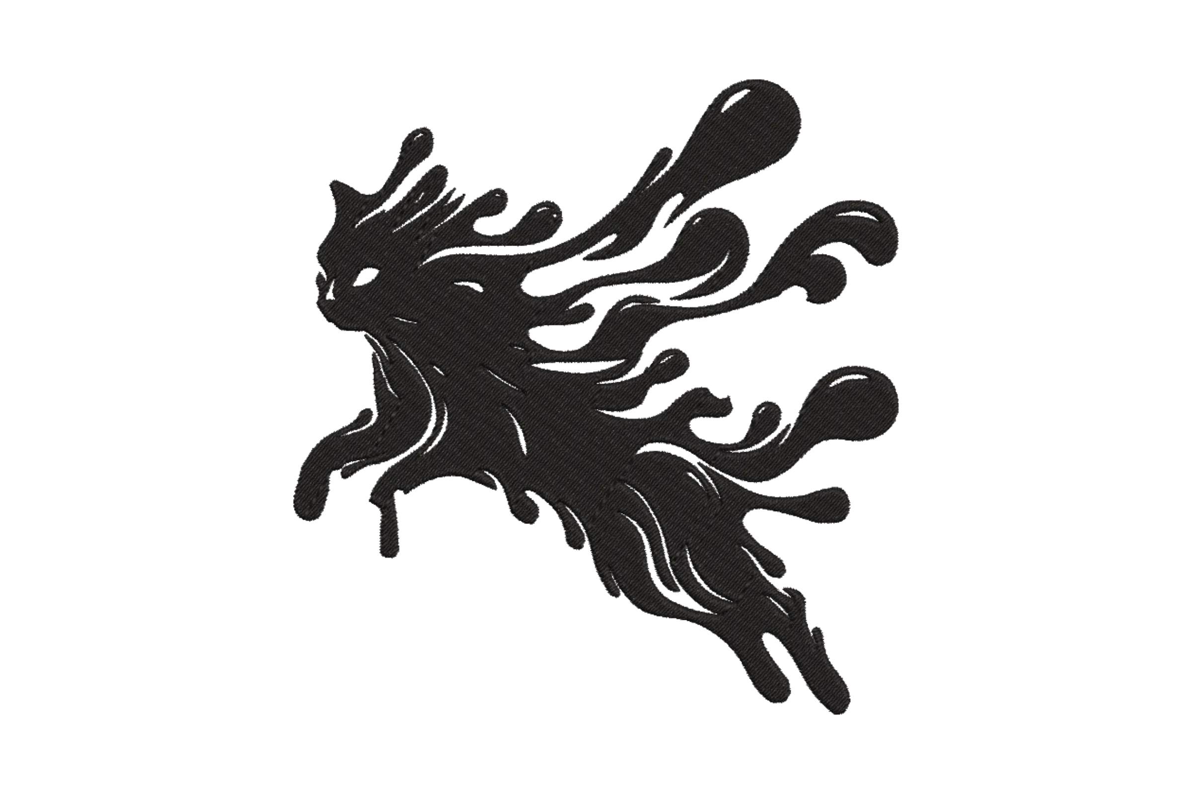 Mystical Flowing Cat Silhouette Embroidery Design