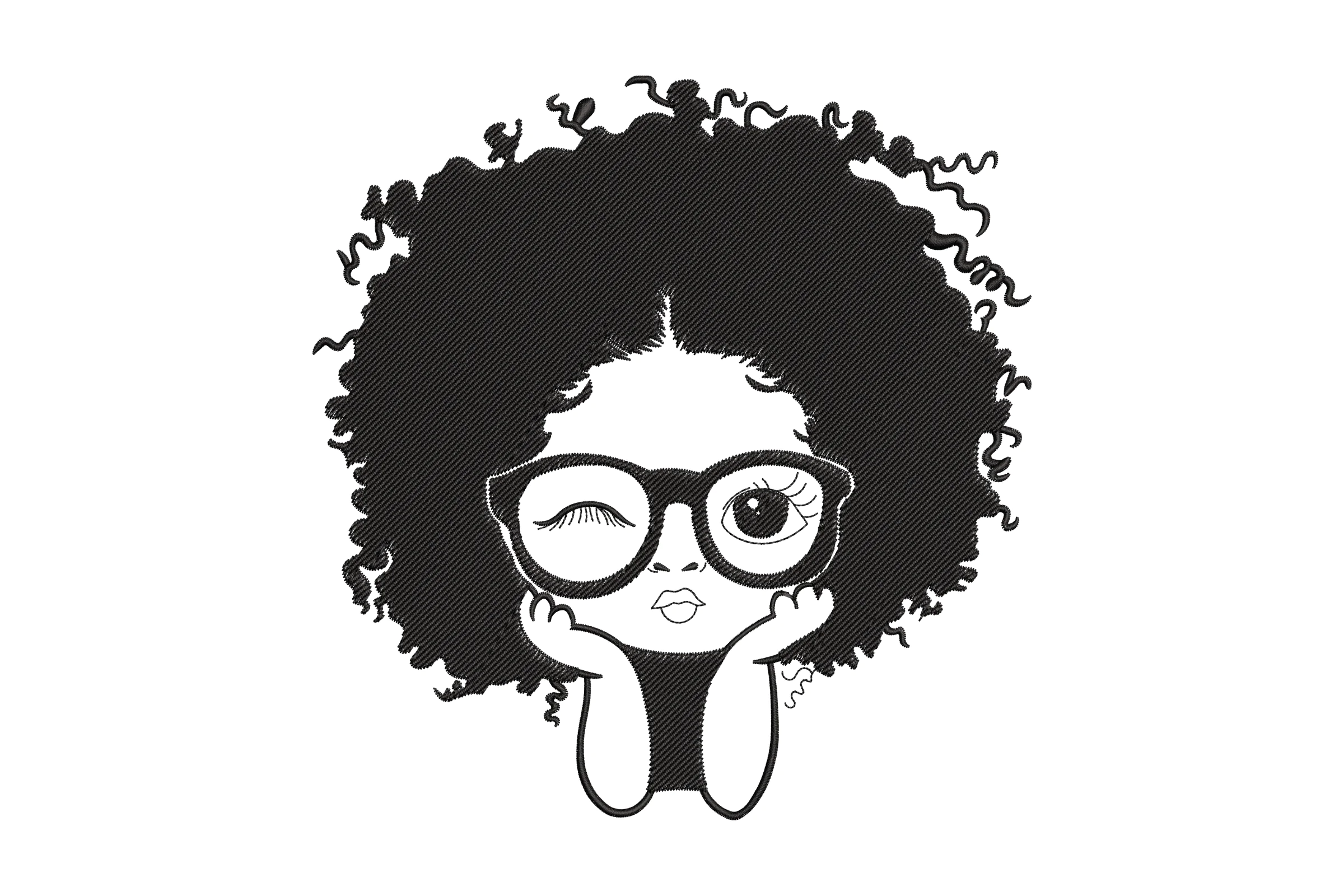 Afro Cute Girl Embroidery Design