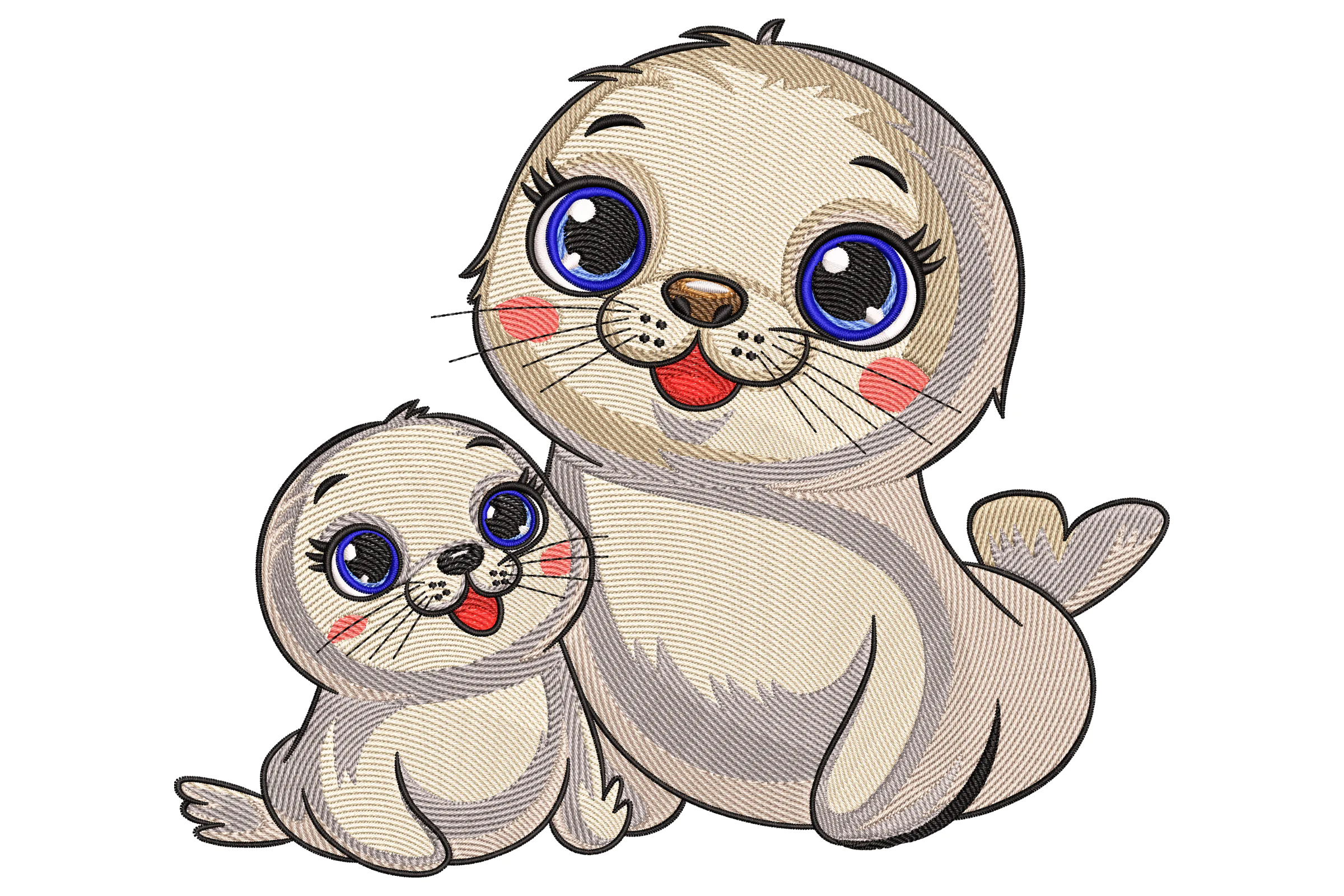Seal and Pup Embroidery Design